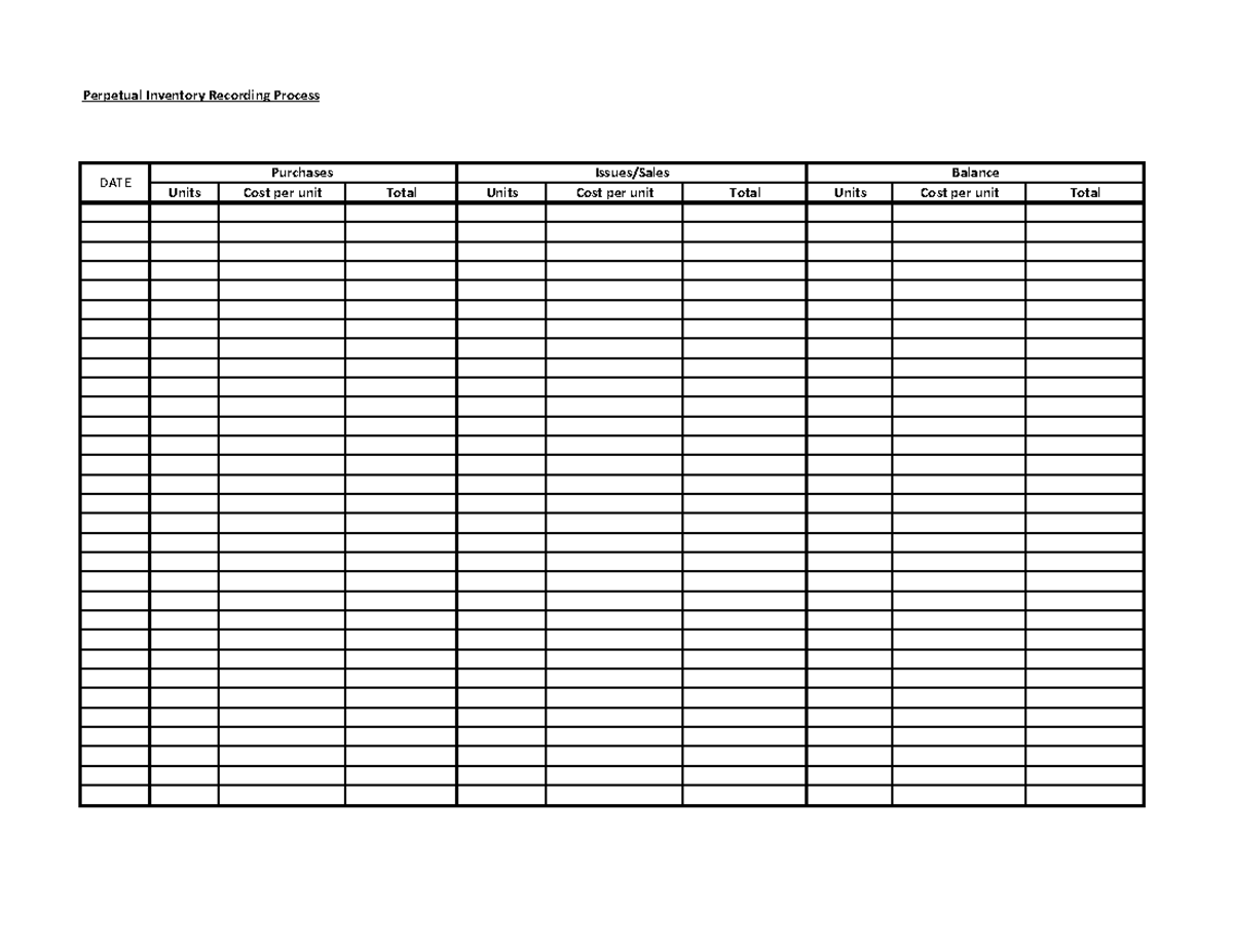 Perpetual System format - Perpetual Inventory Recording Process Units ...