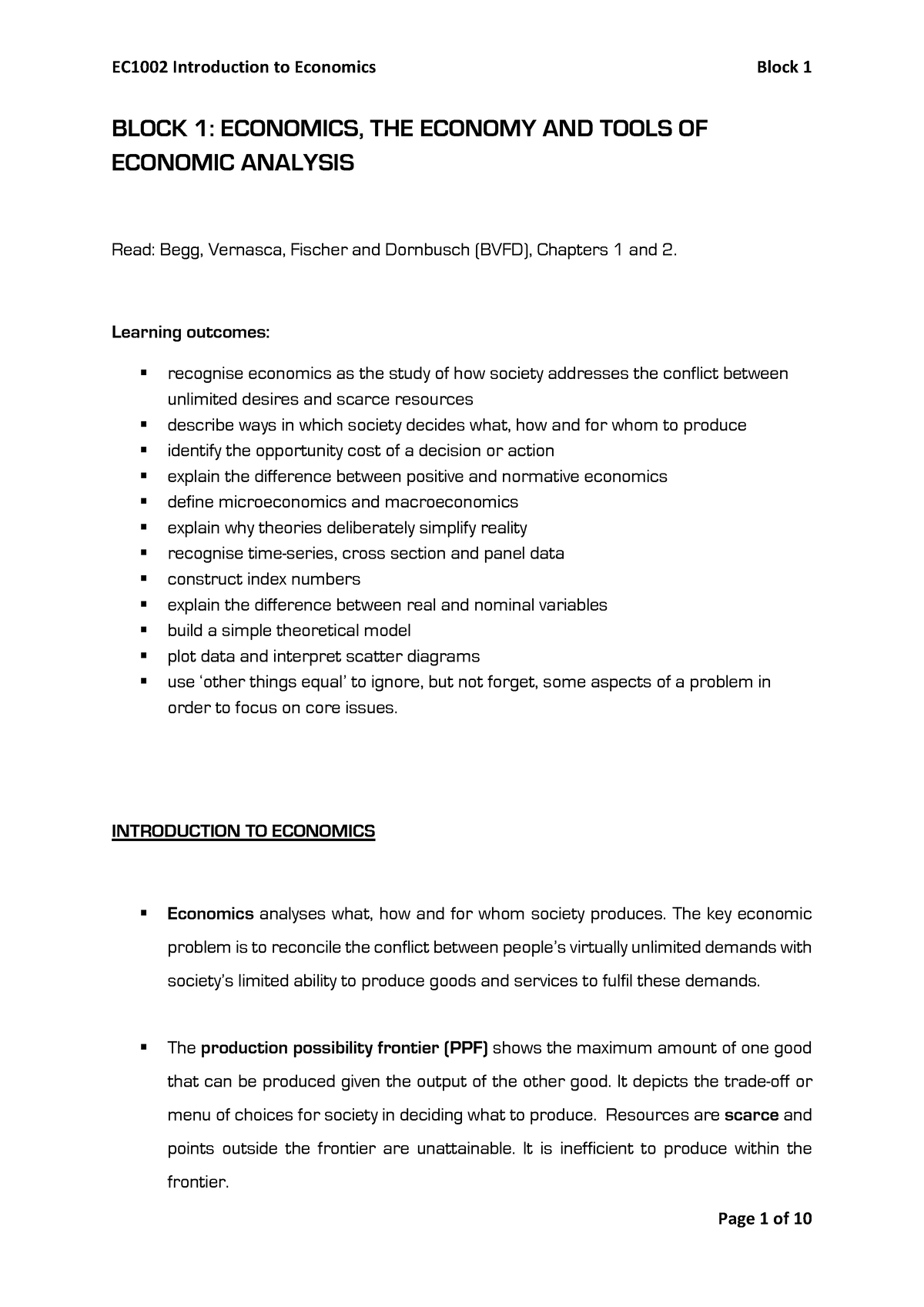 Block 1 Tools Of Economic Analysis - BLOCK 1: ECONOMICS, THE ECONOMY ...