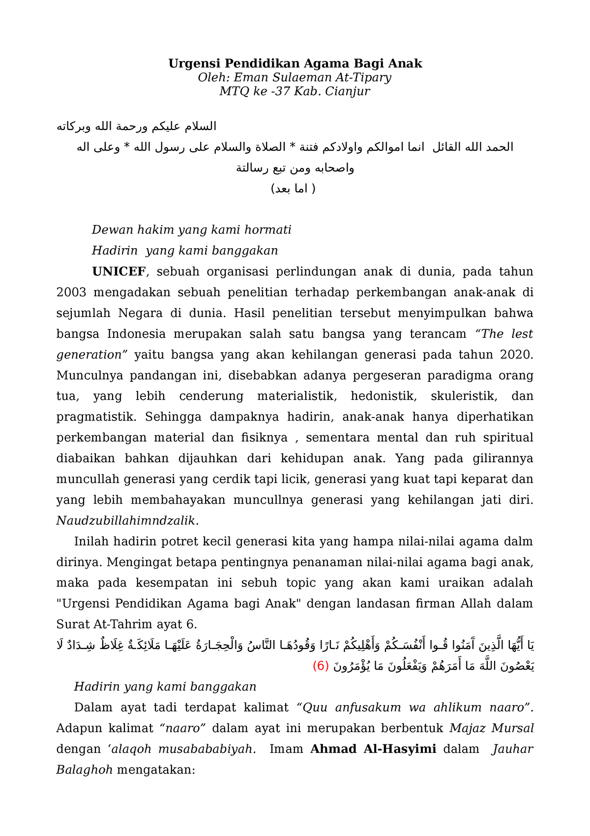 Urgensi Pendidikan Agama Bagi Anak Garut - Urgensi Pendidikan Agama ...