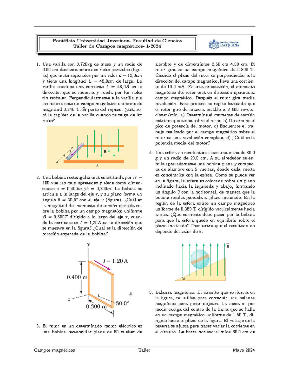 Torque - Ejercicios - Pontificia Universidad Javeriana- Facultad de ...