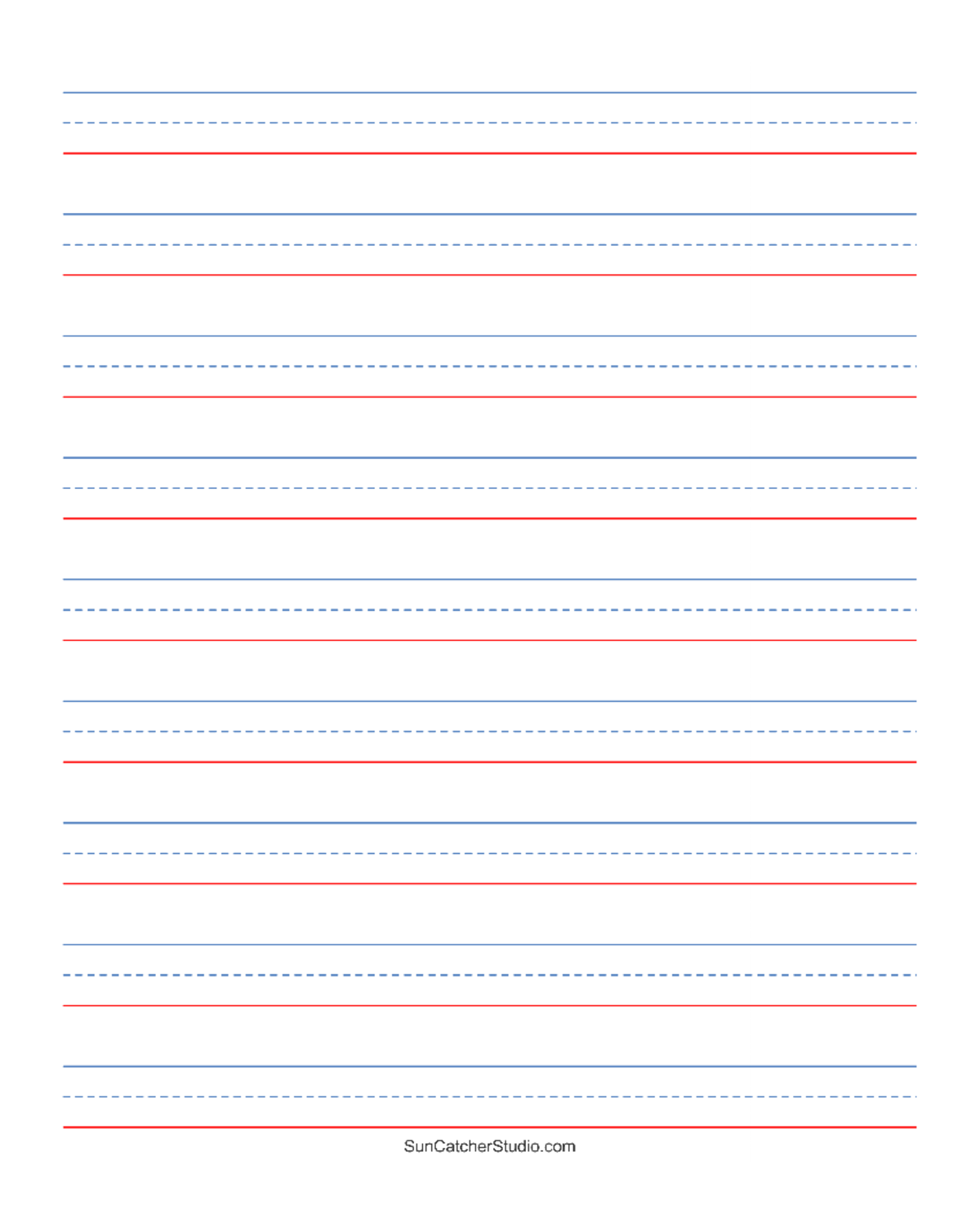 Printable handwriting lined paper portrait 10 ff0000 4477bb - BS ...