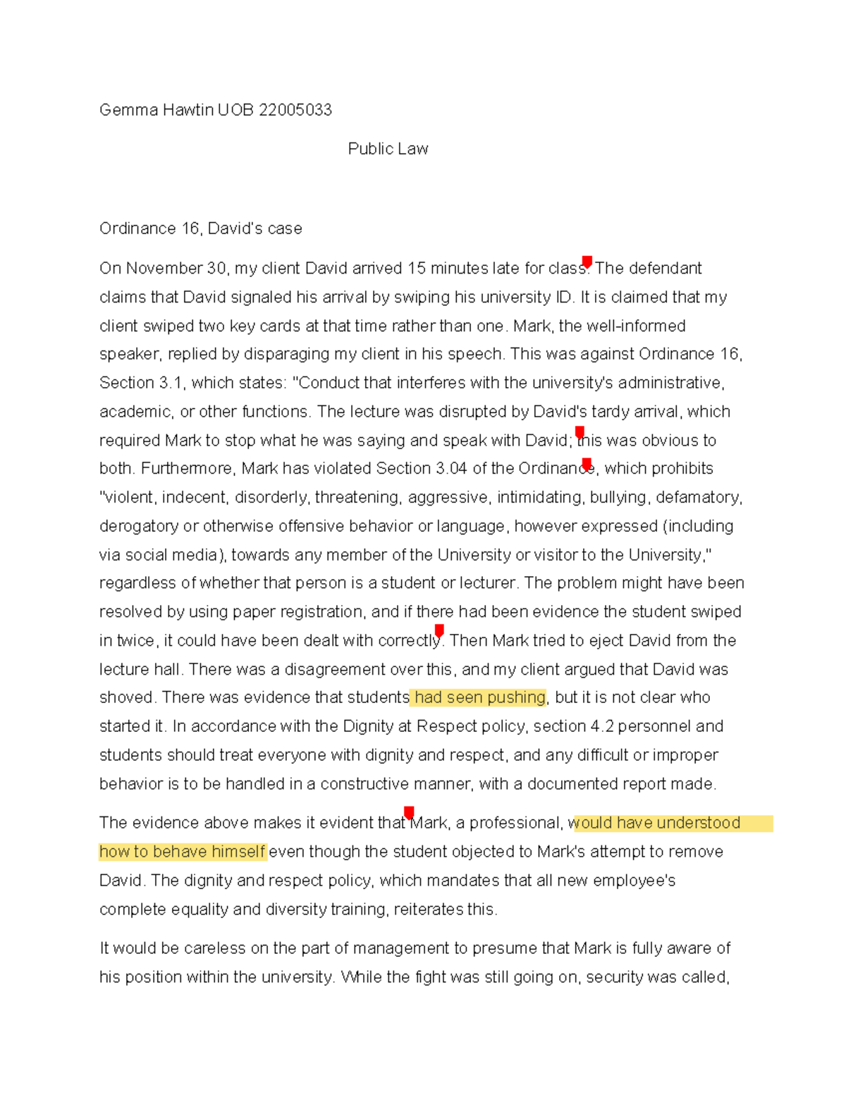 Annotated-David%2C%20Mark%20case - Gemma Hawtin UOB 22005033 Public Law ...