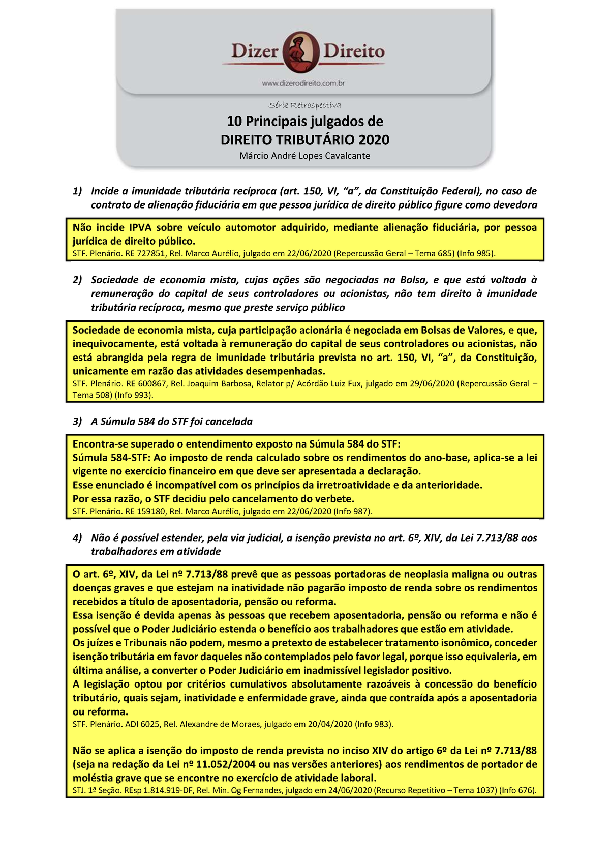 Retro-tributario-2020 - SÈrie Retrospectiva 10 Principais Julgados De ...