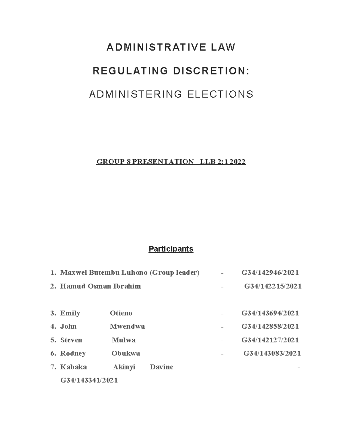 Regulating Discretion-Administering Elections - A D M I N I S T R AT I ...