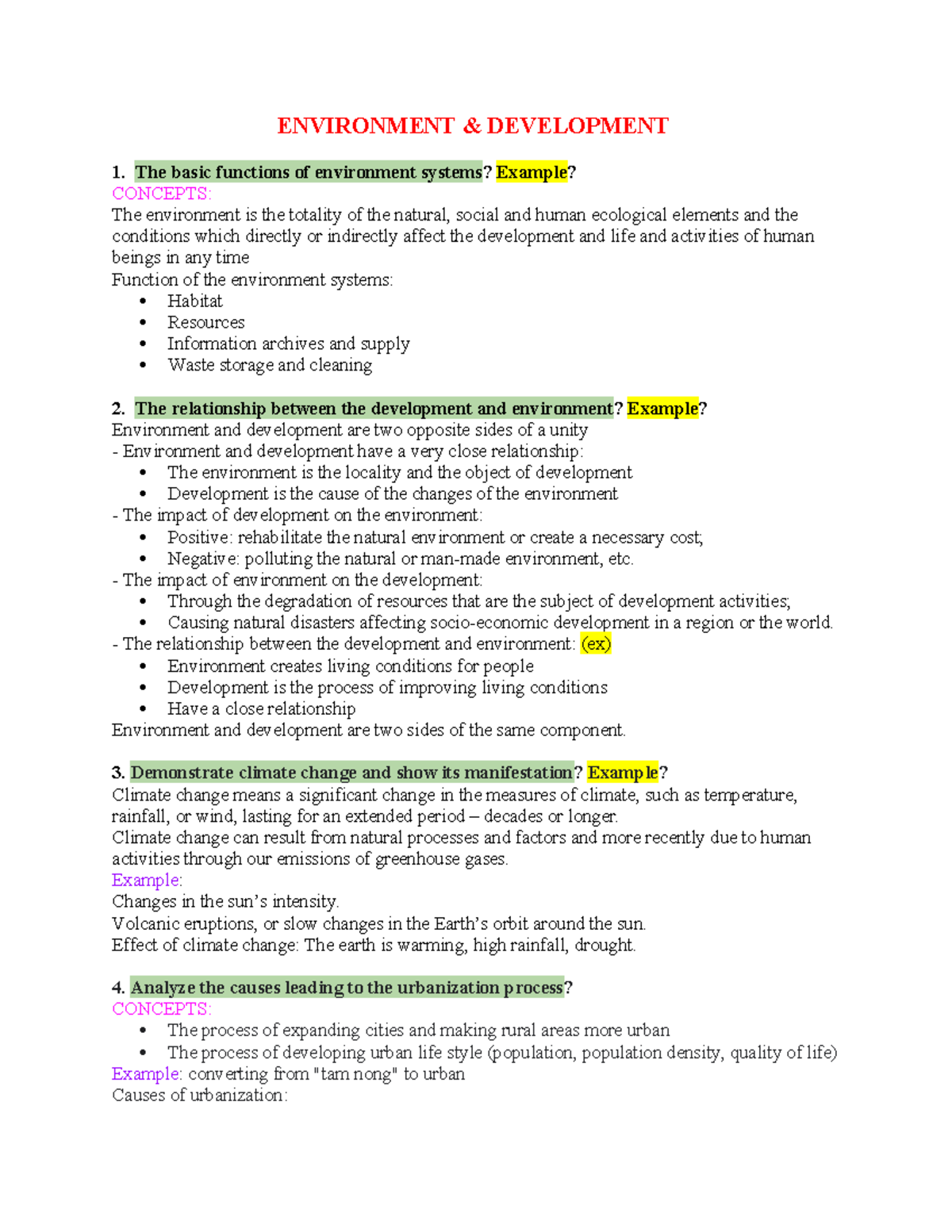 Environment- Development - ENVIRONMENT & DEVELOPMENT 1. The basic ...