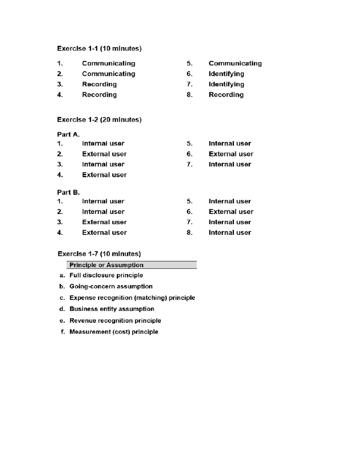 Chapter 1- Class Exercises Solutions - Managerial Accounting - Studocu