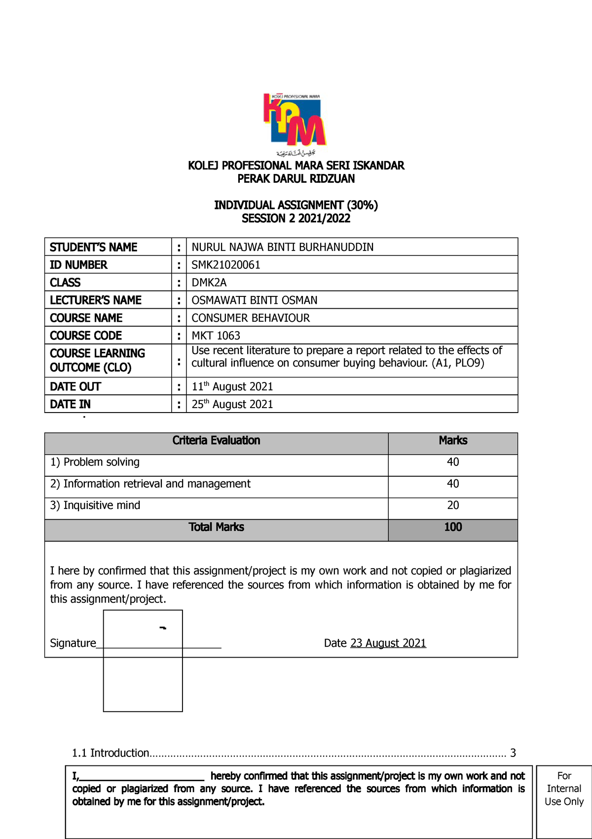 culture-influence-consumer-behaviour-report-kolej-profesional-mara-seri-iskandar-perak-darul