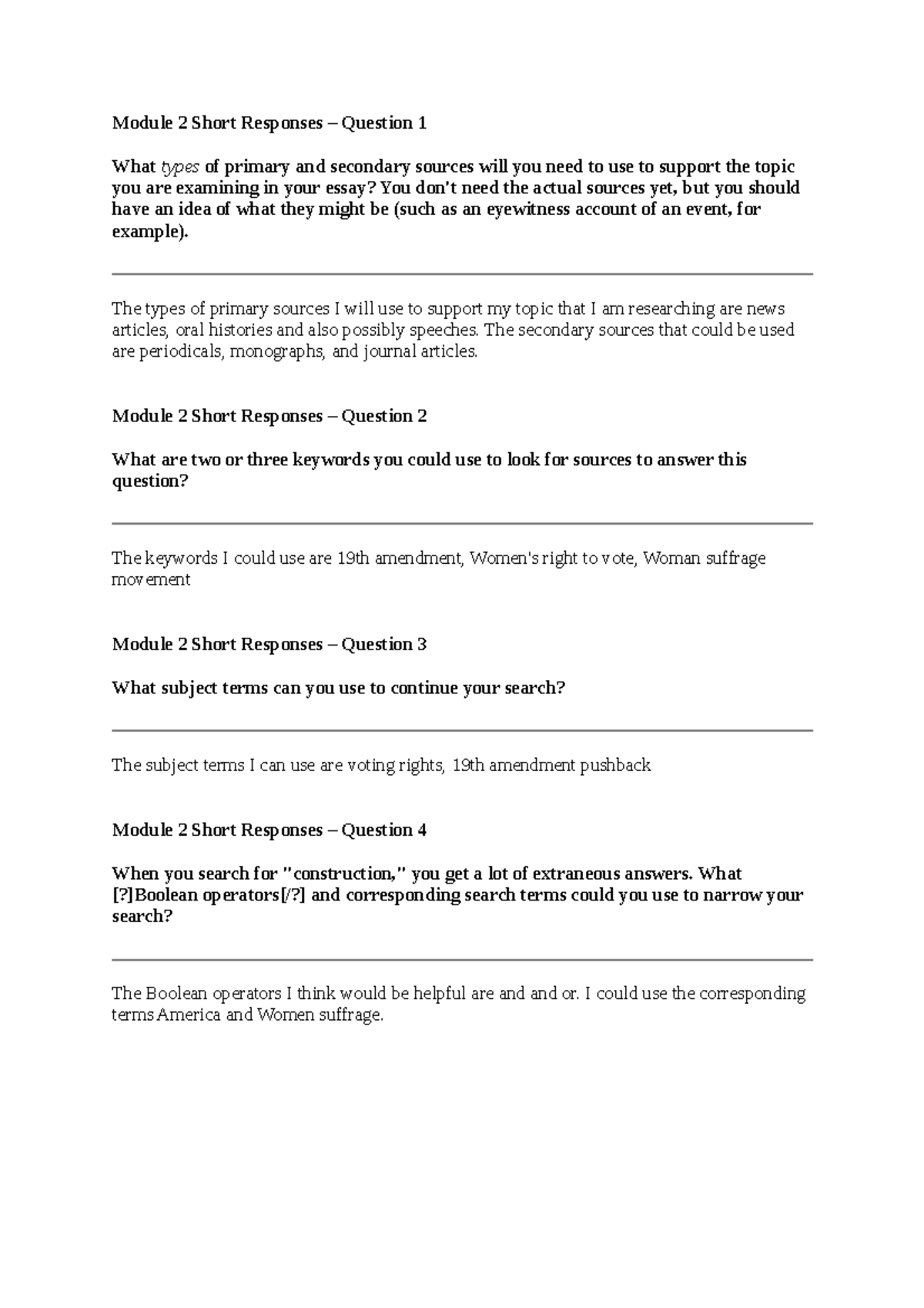 HIS 200 Applied History (1) week 2 short response - Module 2 Short ...