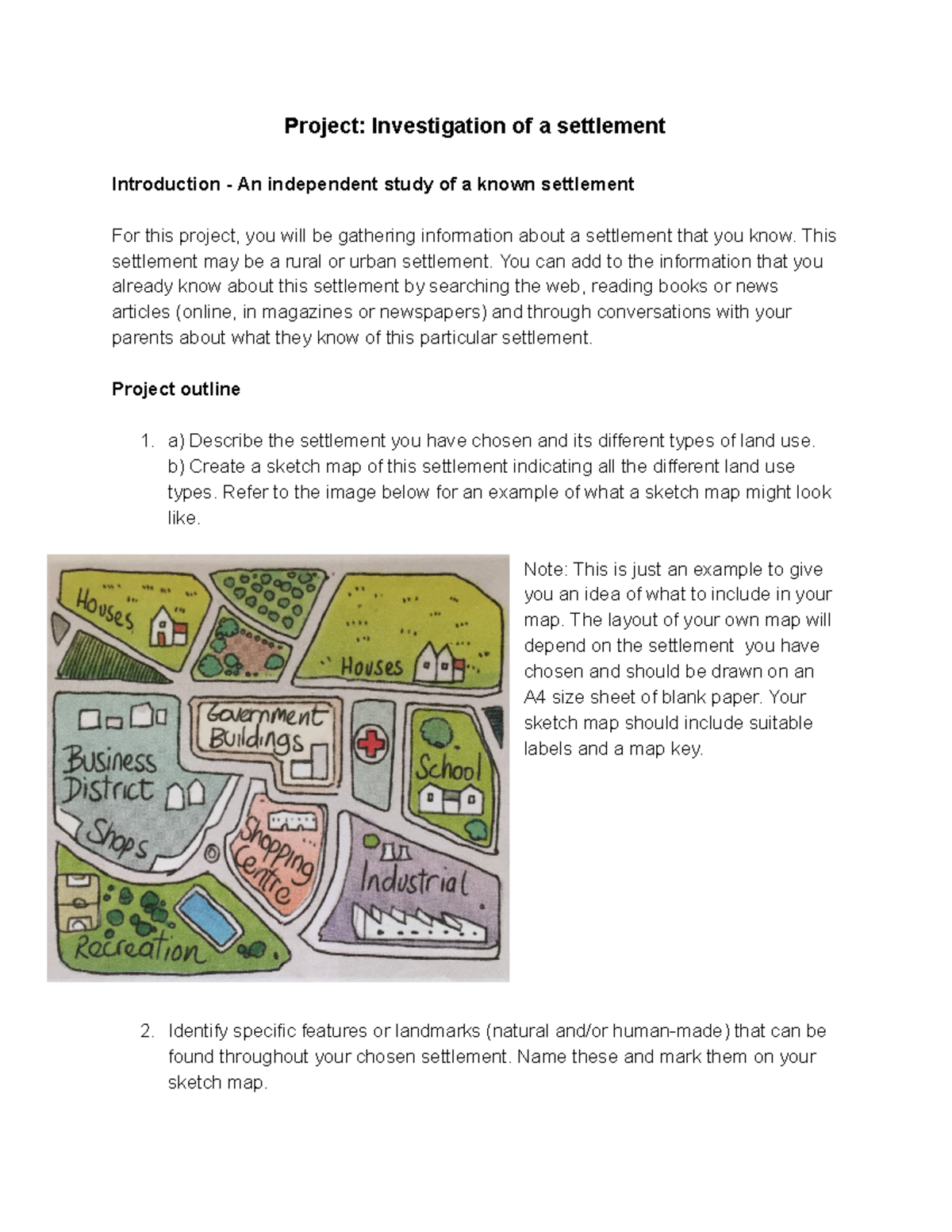 Project Investigation of a settlement Google Docs Project 