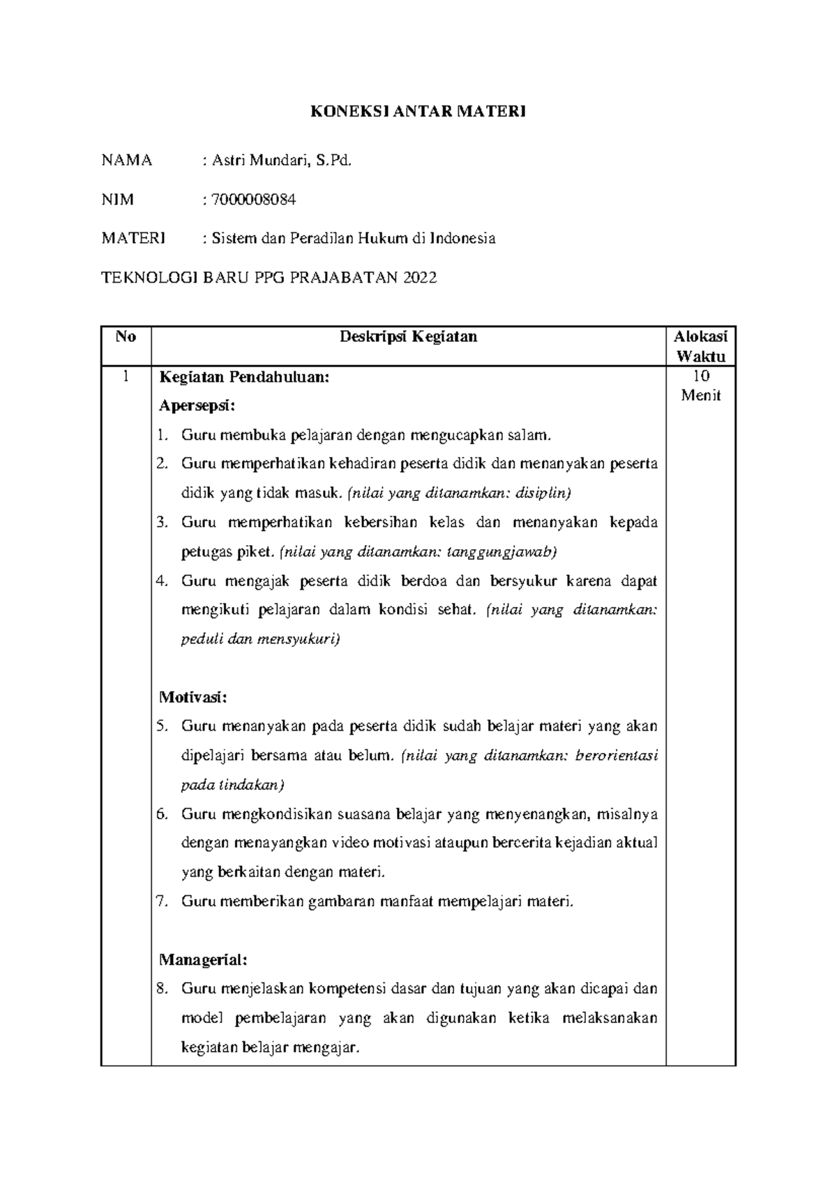 T4-7 - Matematika - KONEKSI ANTAR MATERI NAMA : Astri Mundari, S. NIM ...