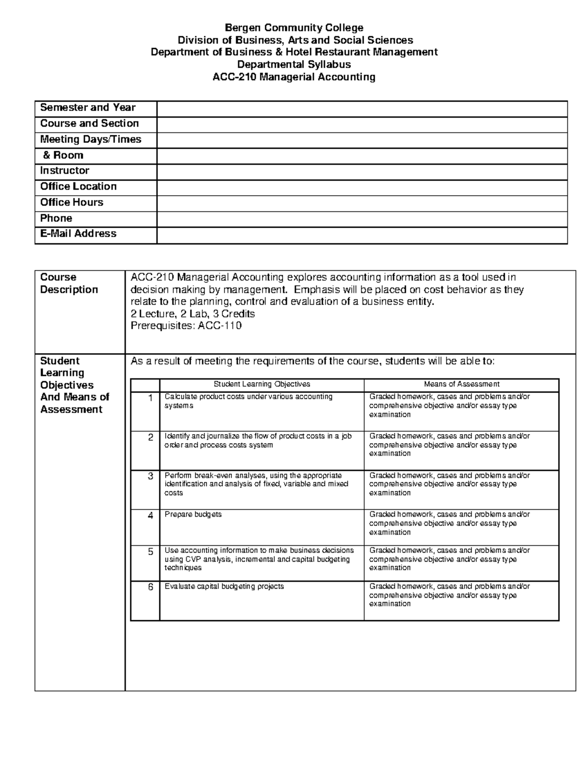 ACC-210-4 - Layout for accounting - Bergen Community College Division ...