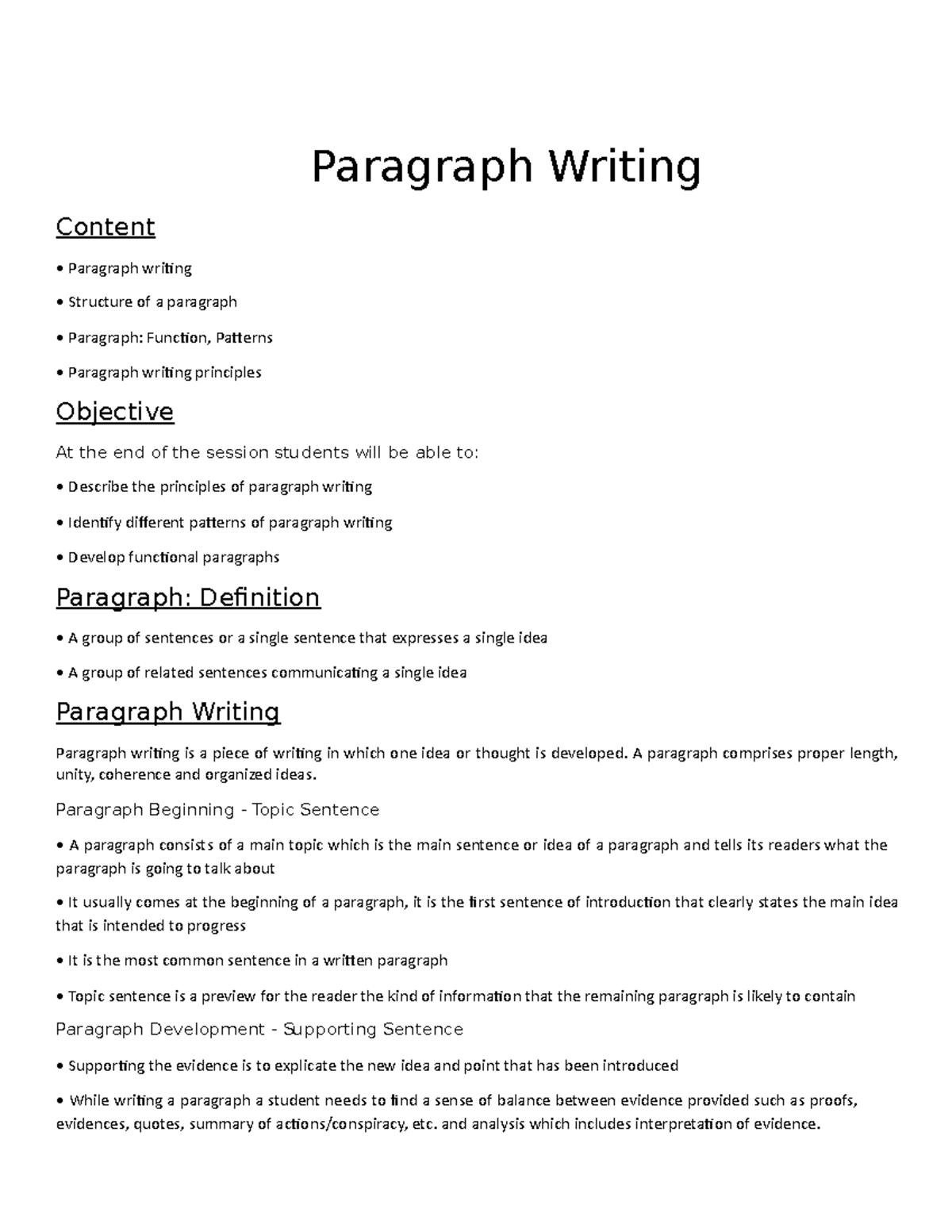 Chapter - 15 Paragraph and Precise Writing - Paragraph Writing Content ...