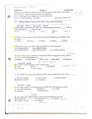 Chem 103 Exam 1 Practice Questions - 1 Chem 103 Exam 1 Practice ...