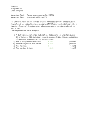 Math 210 - Assignment 3C- Linear Algebra - Solutions - Name (Last ...