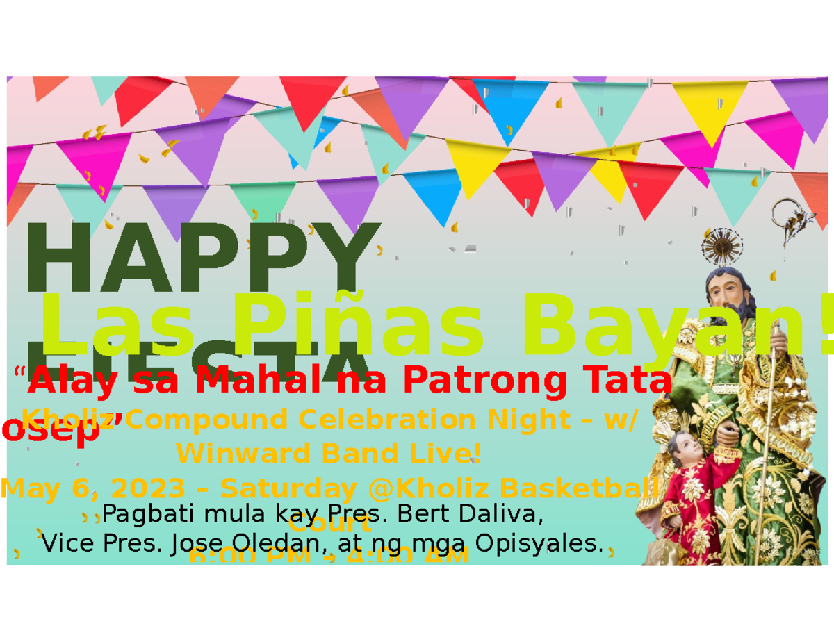 Fiesta tarp - G10 English - HAPPY FIESTA Las Piñas Bayan! “Alay sa ...