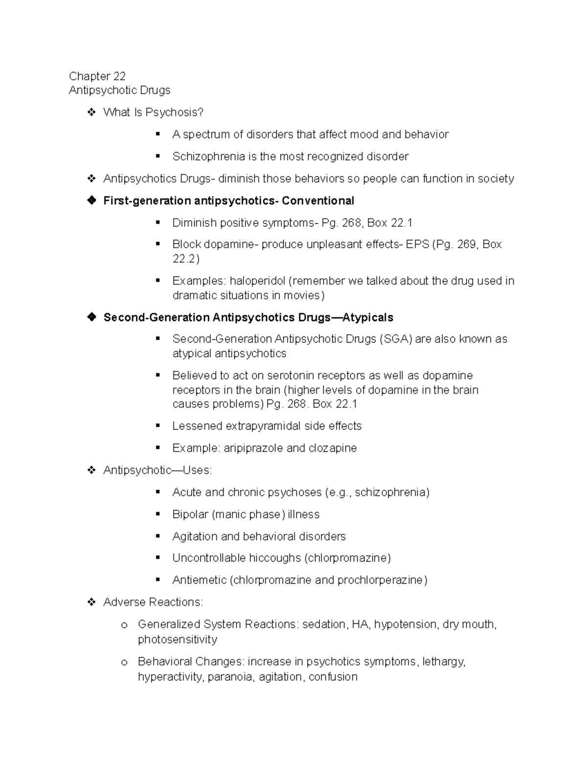 Chapter 22- Antipsychotic drugs - Chapter 22 Antipsychotic Drugs What ...