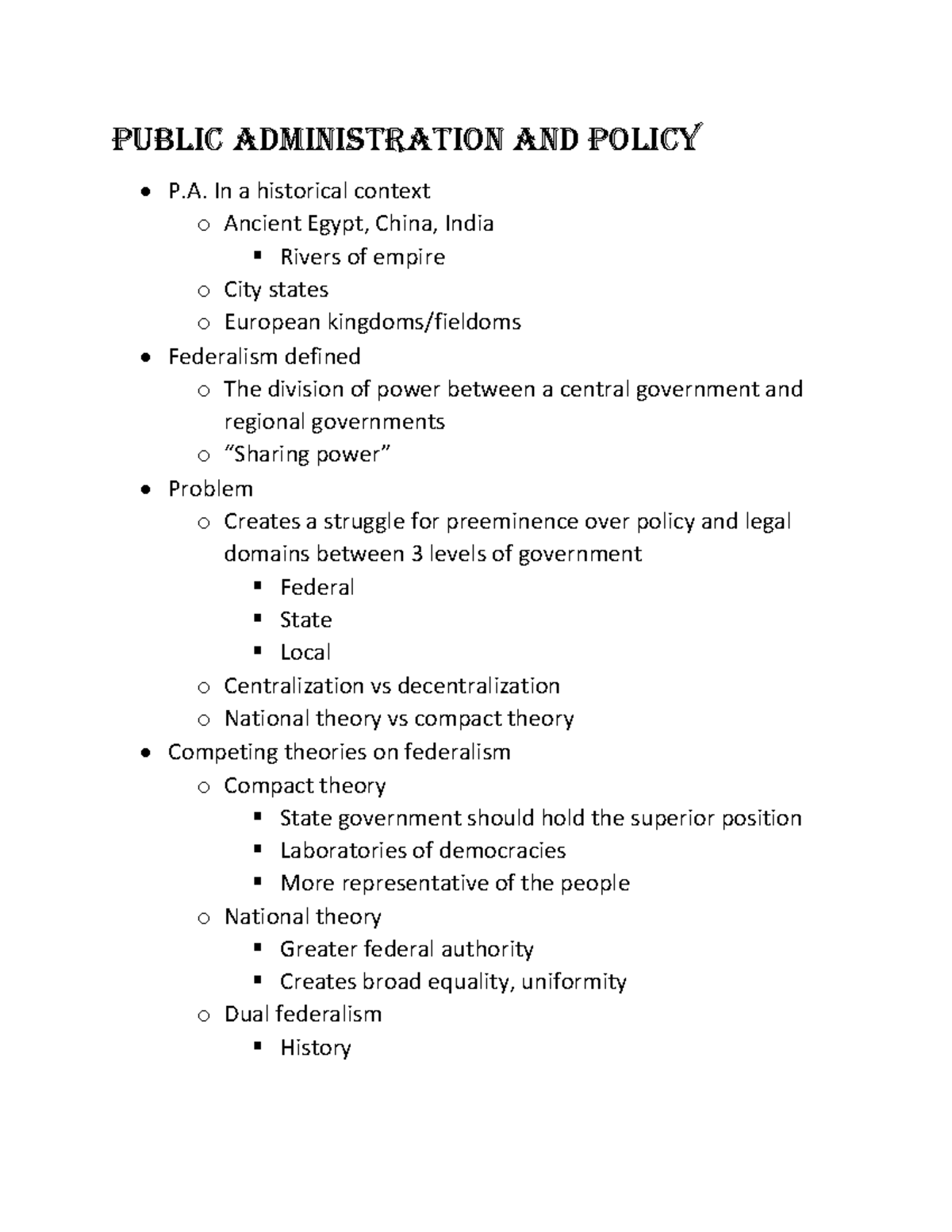 Public adminstration and policy notes - Public administration and ...