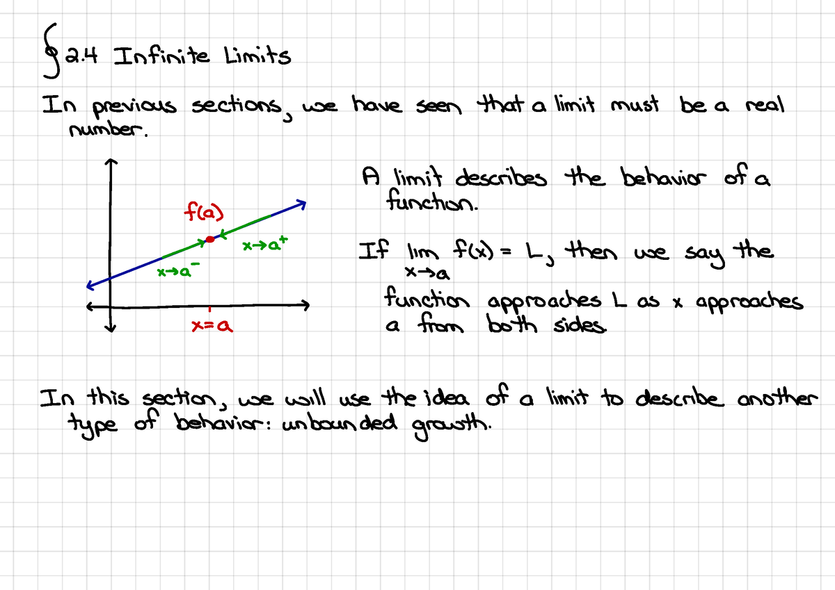 Section 2.4 Infinite Limits - £2. Infinite Limits In Previous Sections ...