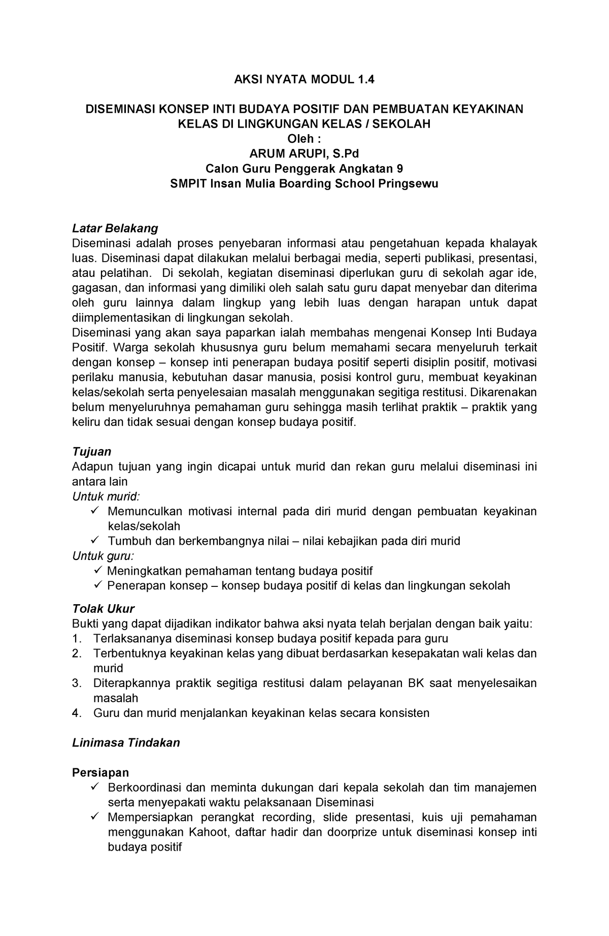 Artikel Aksi Nyata Modul 1 Aksi Nyata Modul 1 Diseminasi Konsep Inti