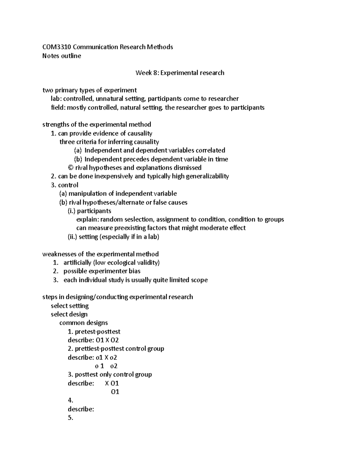 Com3310 fa22 experimental research notes outline - COM3310 ...