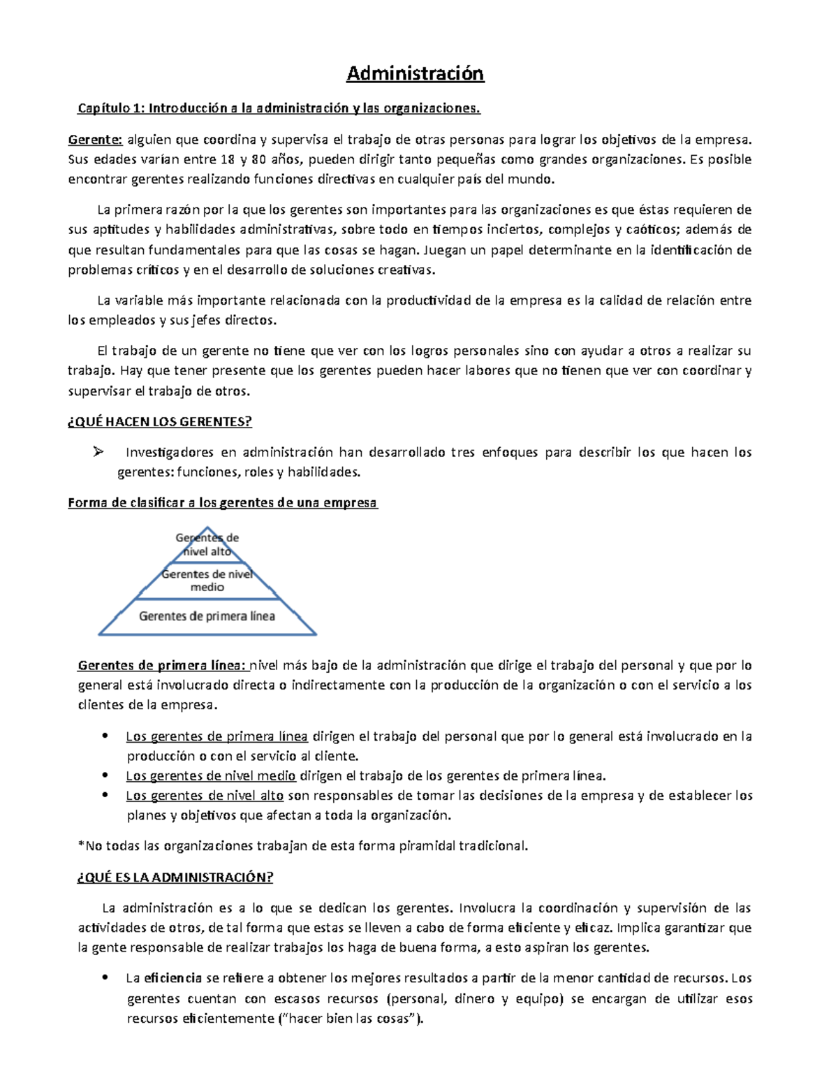 Resumen Administracion - 1 Parcial - Administración Capítulo 1 ...