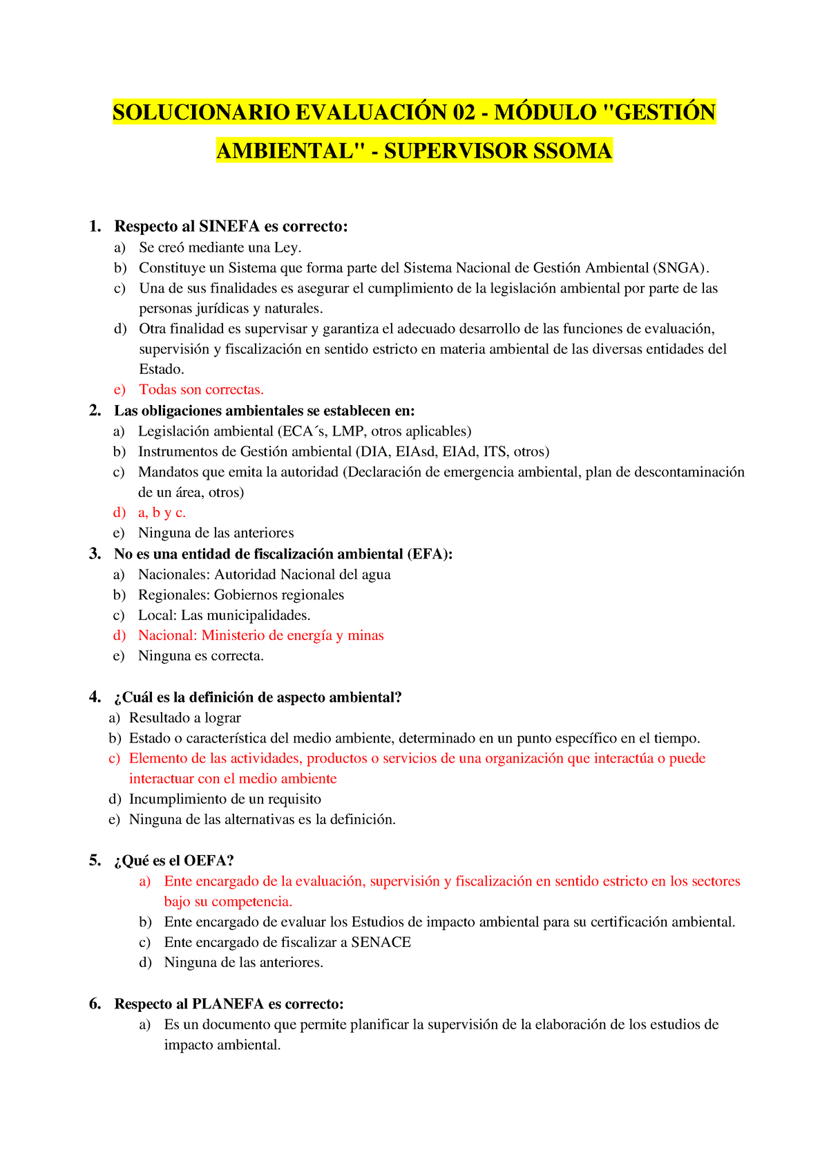 EVA 02 Solucionario - Ambiental - SOLUCIONARIO EVALUACIÓN 02 - MÓDULO ...