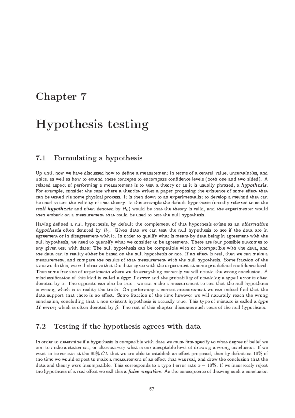 hypothesis testing complete notes