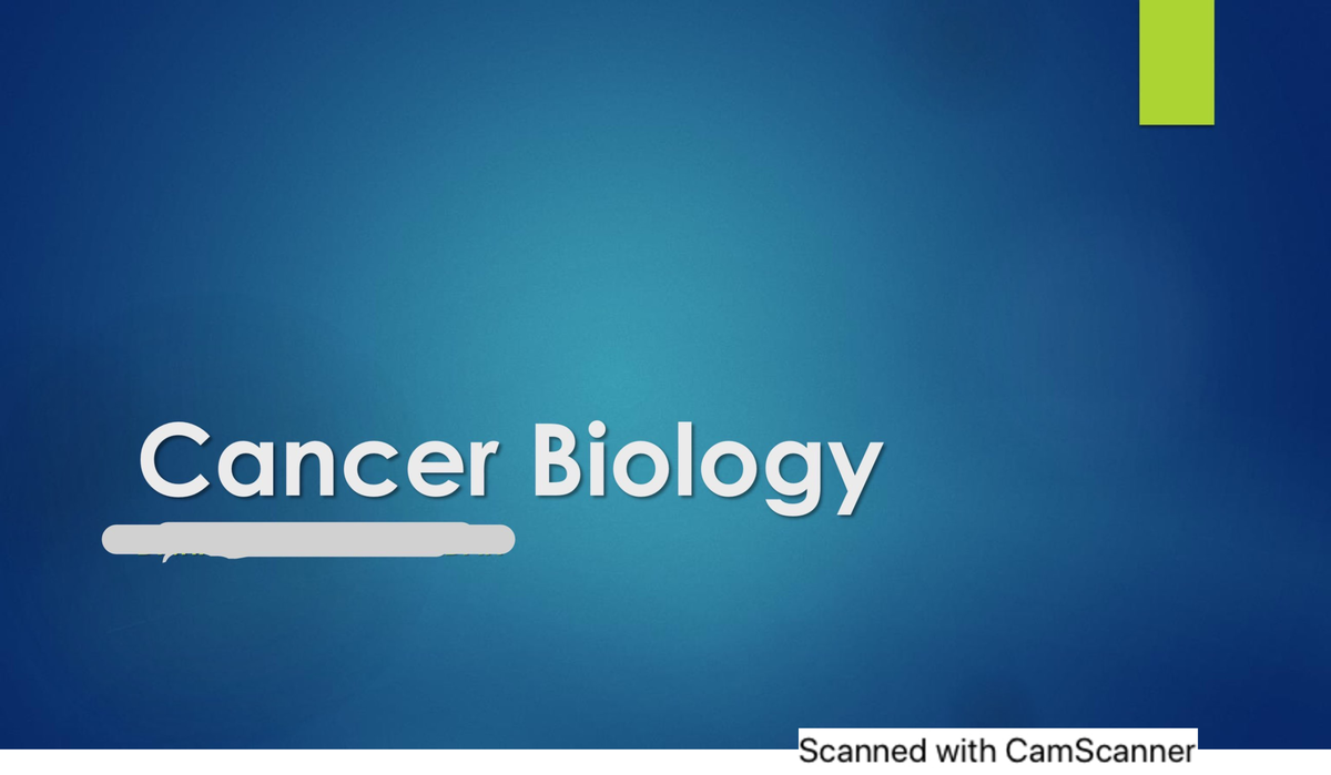 Cancer - Molecular Biology - Studocu