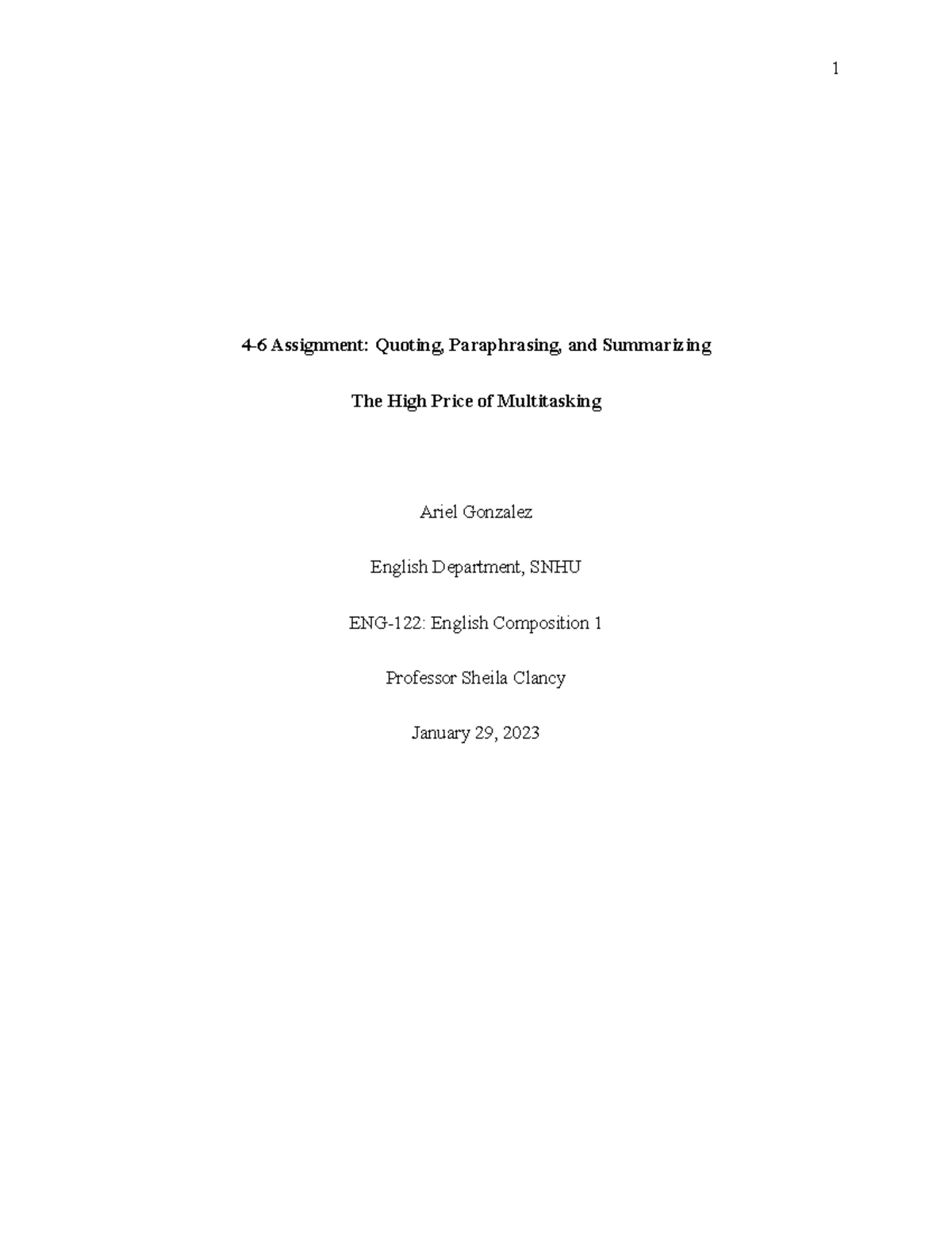 critical analysis essay the high price of multitasking