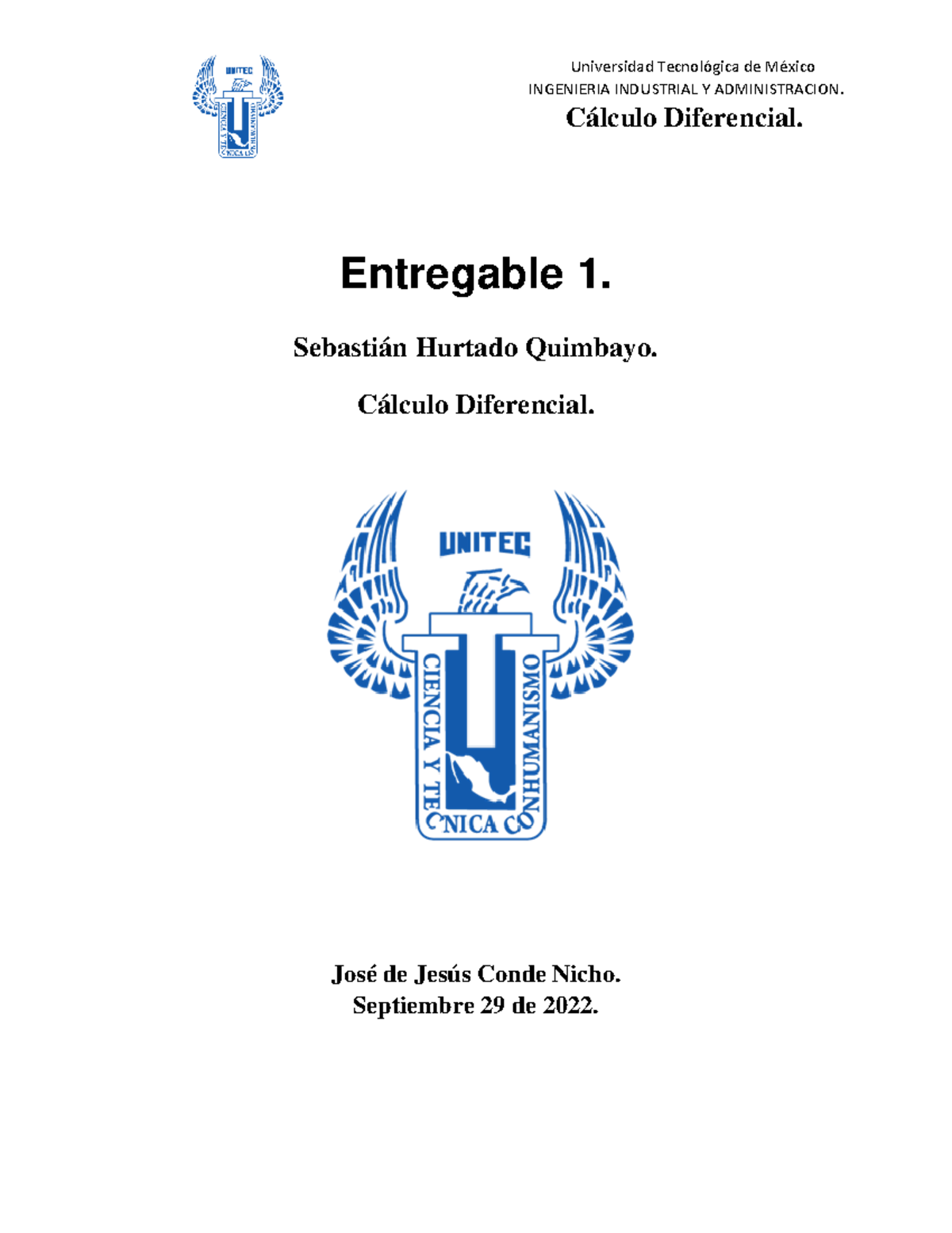 Entregable 1 SE - INGENIERIA INDUSTRIAL Y ADMINISTRACION. Cálculo ...