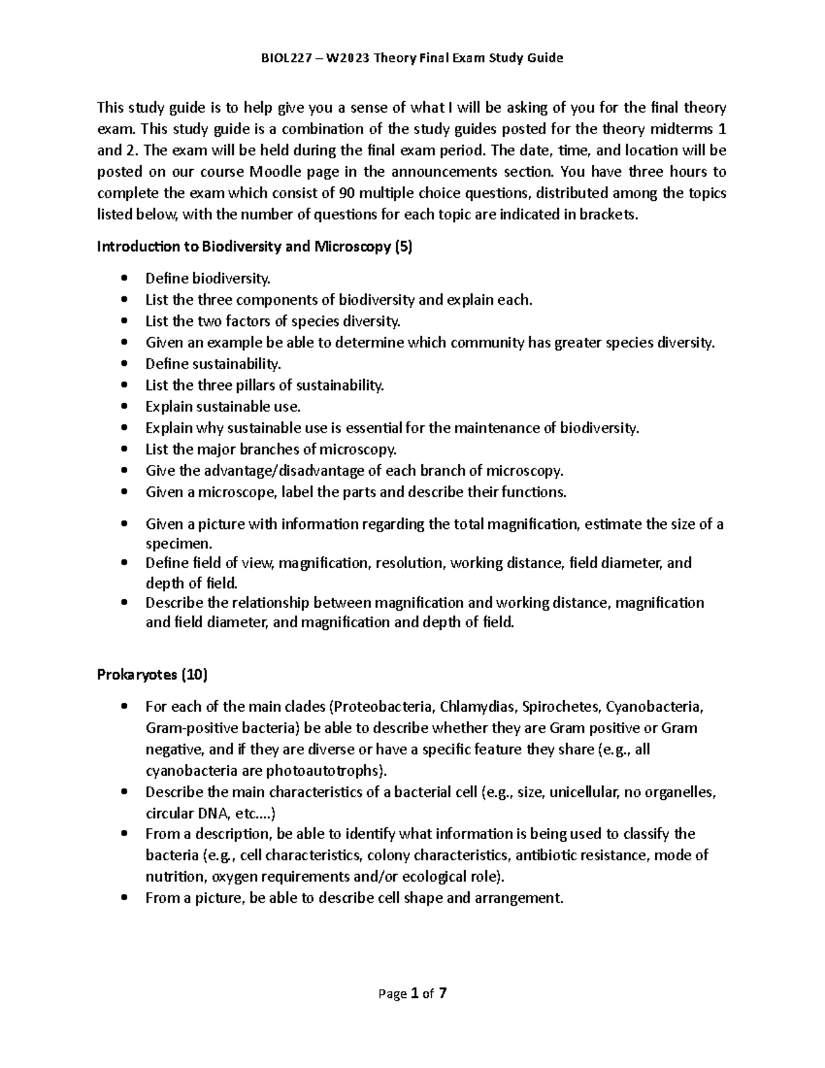 Final Theory Exam Study Guide W2023 - This study guide is to help give ...