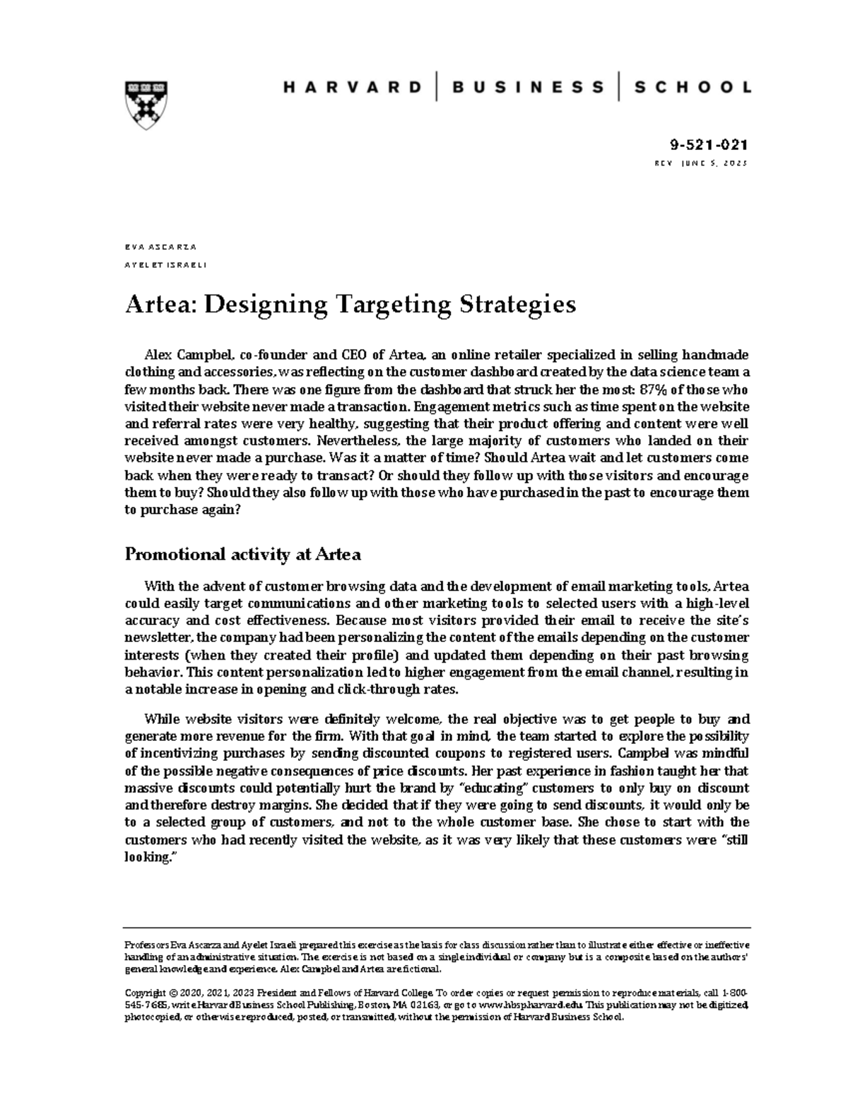 Artea EIM Class Case 9 521 021 R E V J U N E 5 , 2 0 2 3 E V