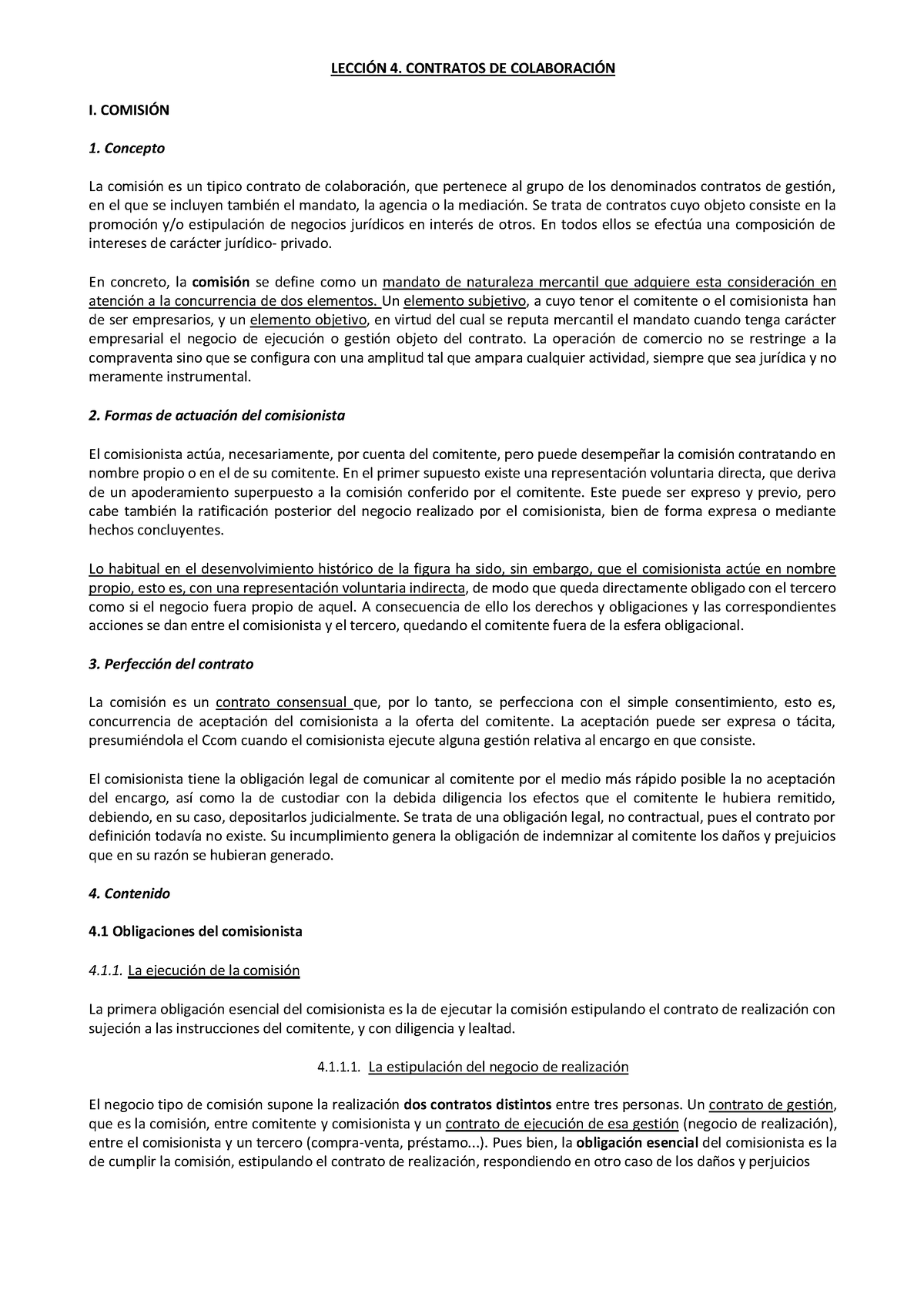 Resumen Tema 4 Apuntes LecciÓn 4 Contratos De ColaboraciÓn I ComisiÓn 1 Concepto La 8797