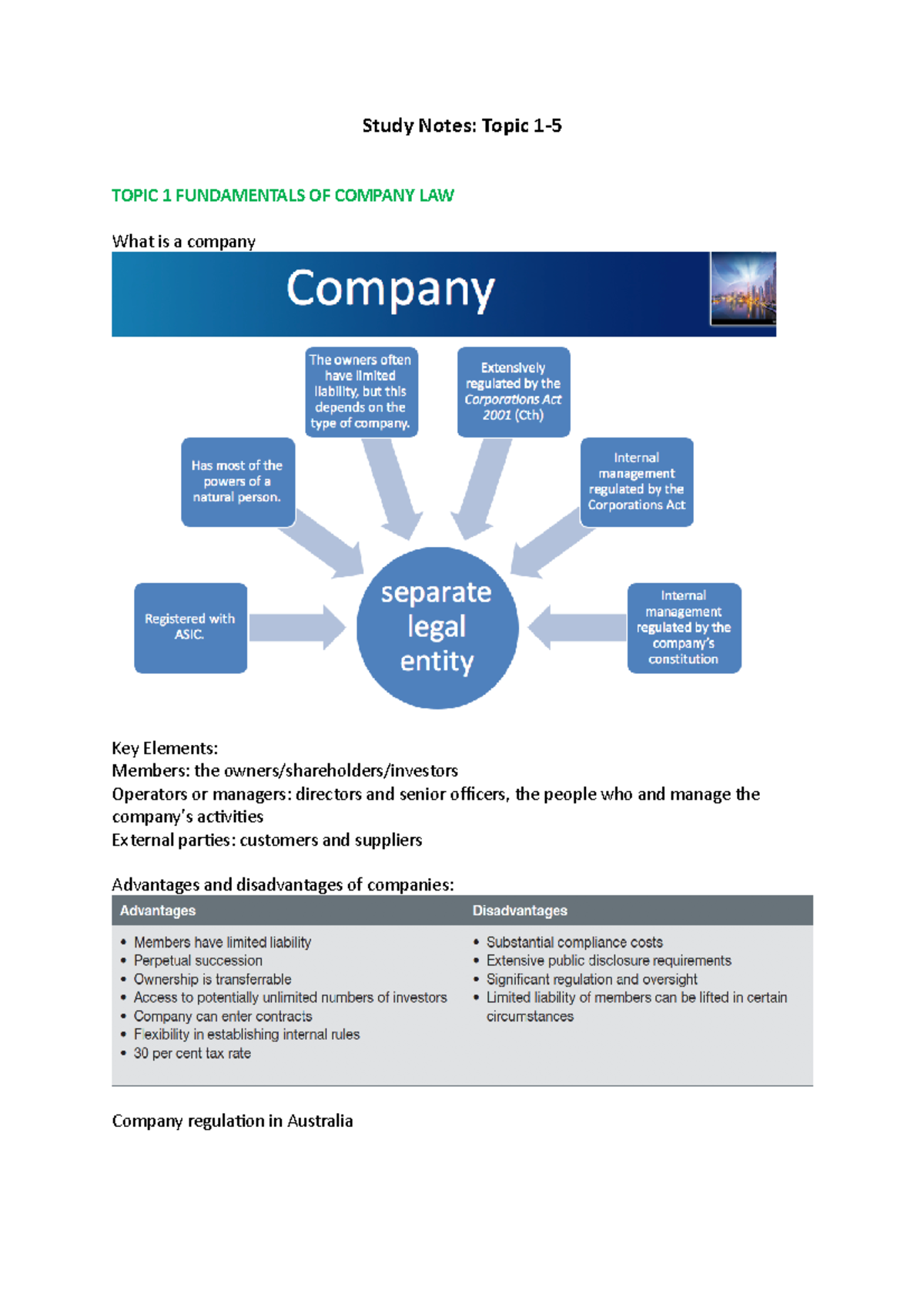 Study Notes topic 1-5 - Study Notes: Topic 1- TOPIC 1 FUNDAMENTALS OF ...