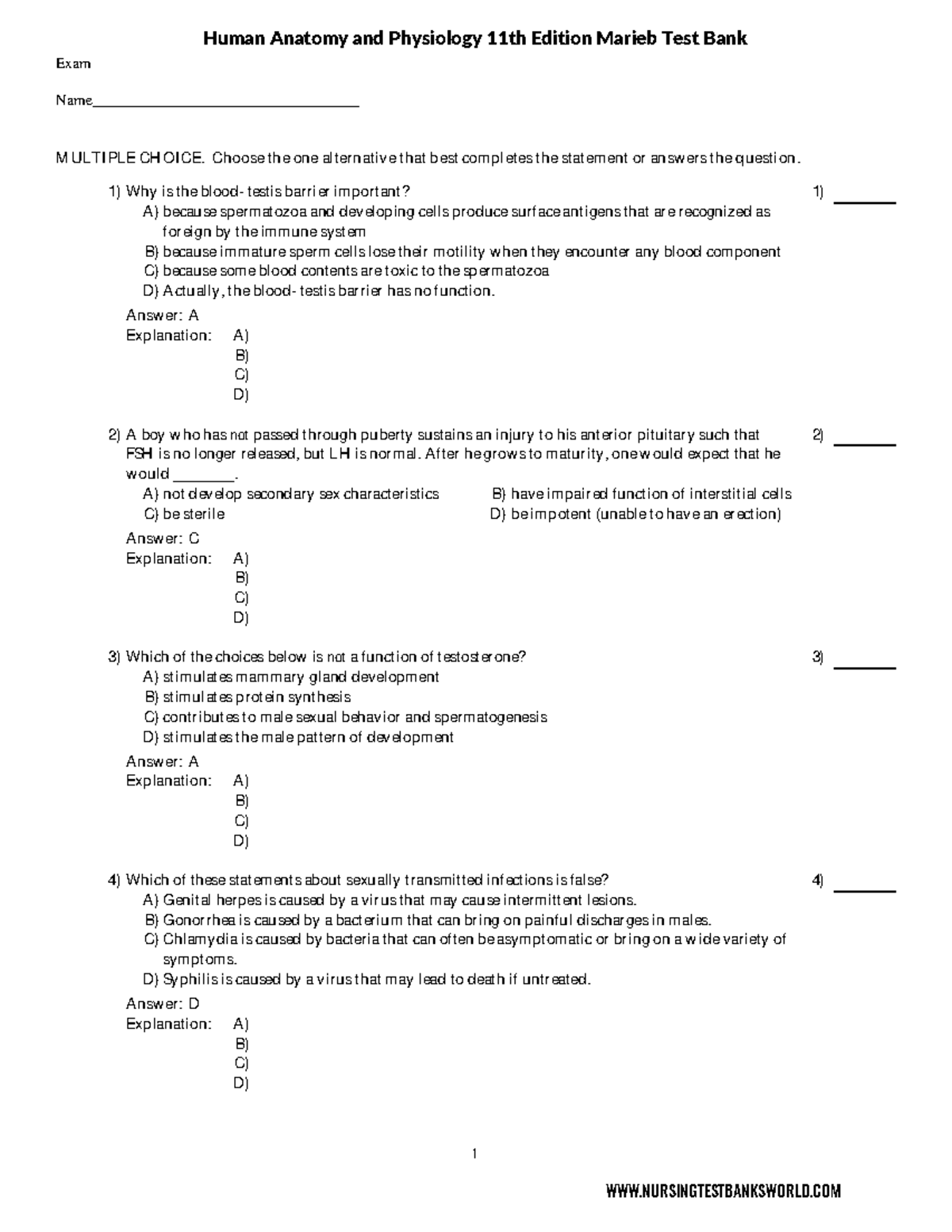 Chapter 27 - Notes - Exam Name ...