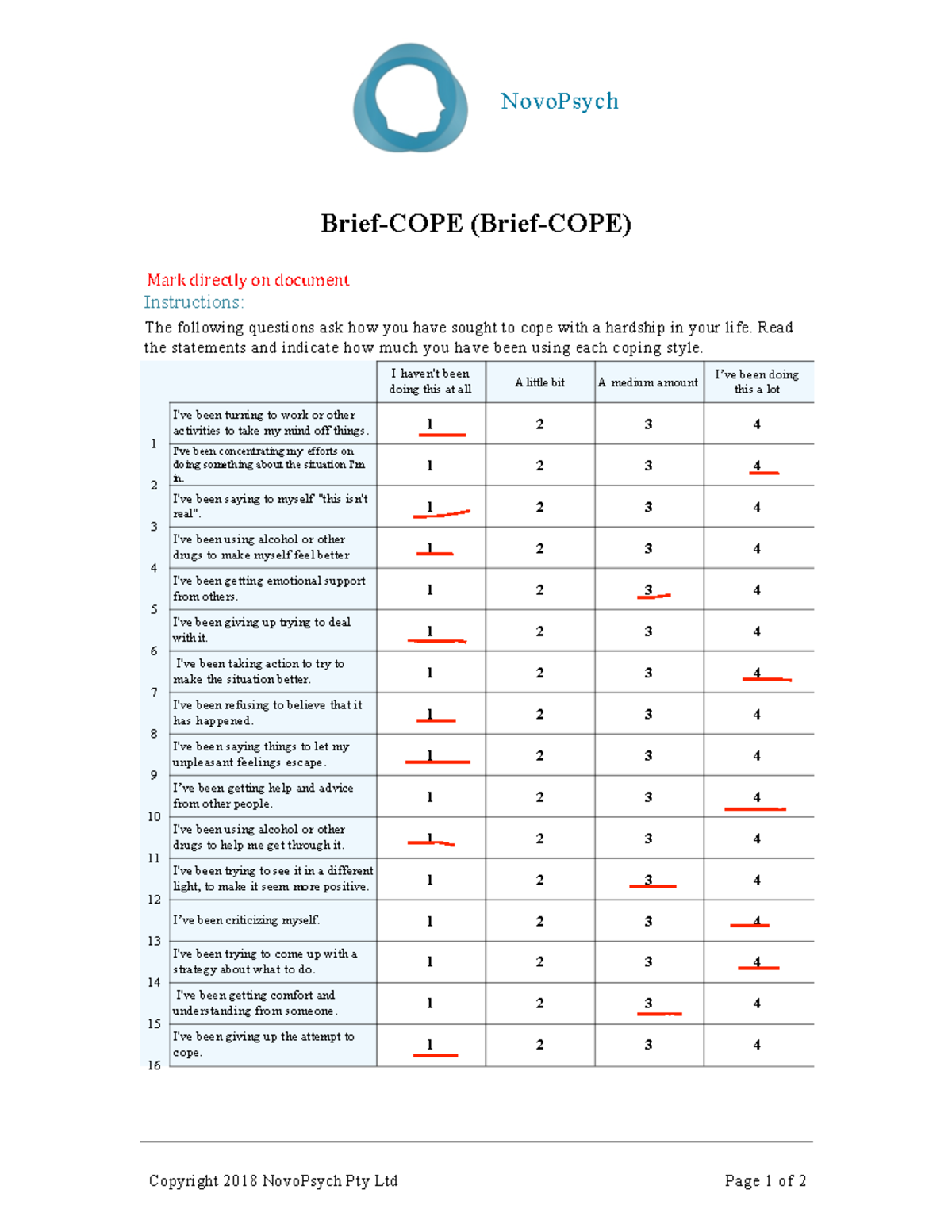 Brief Cope Inventory Scoring Carver Brief Cope Pdf XBVYA