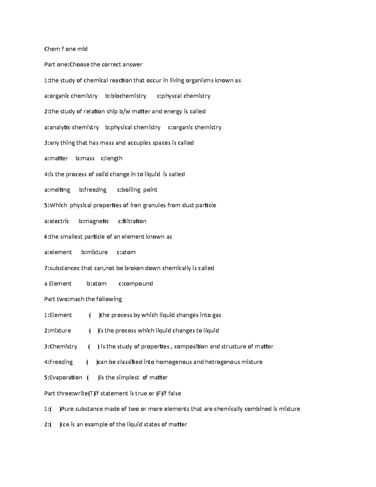 Chem f one mid - this the best one for chemestry - Chem f one mid Part ...