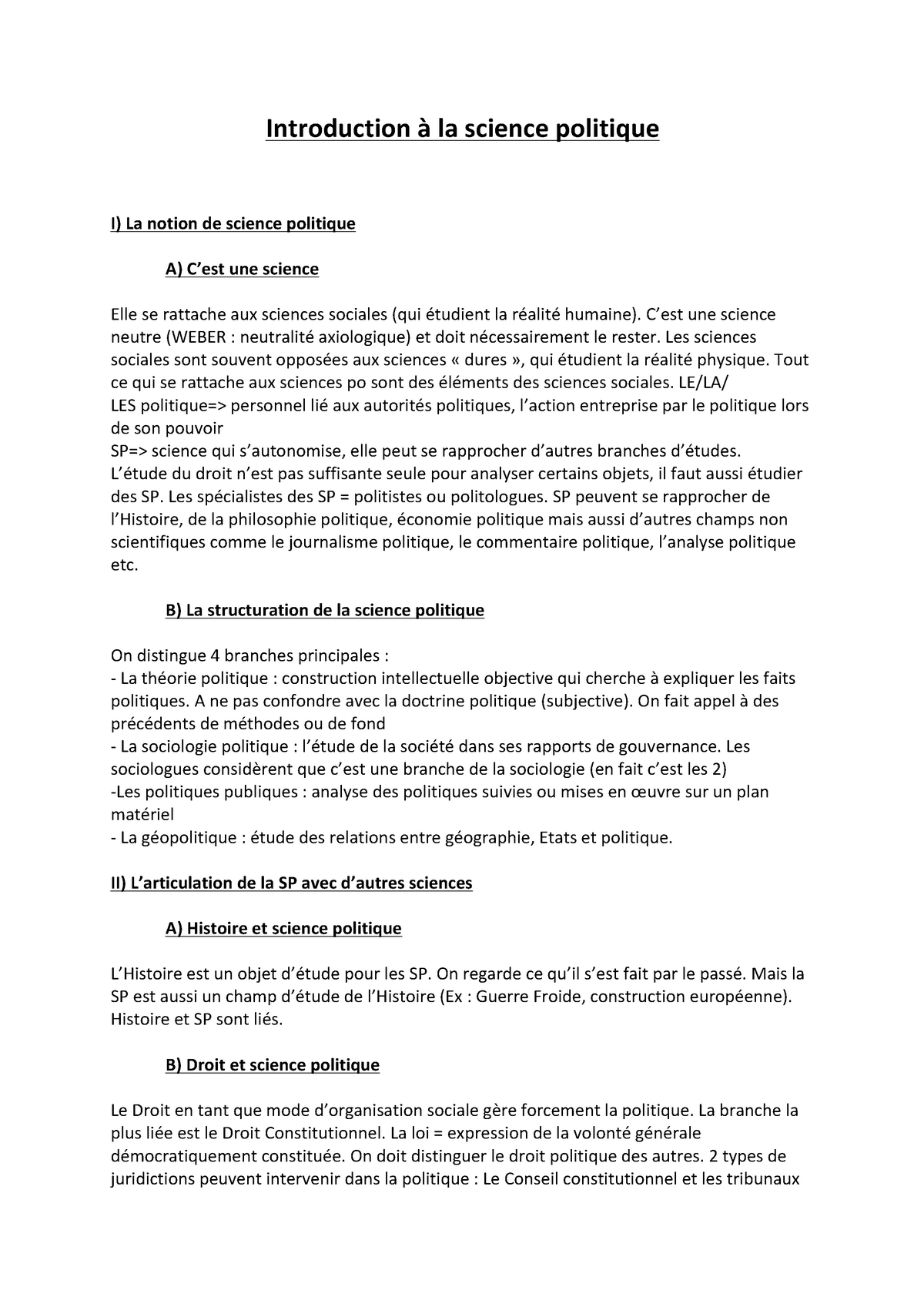 l'autonomie de la science politique dissertation