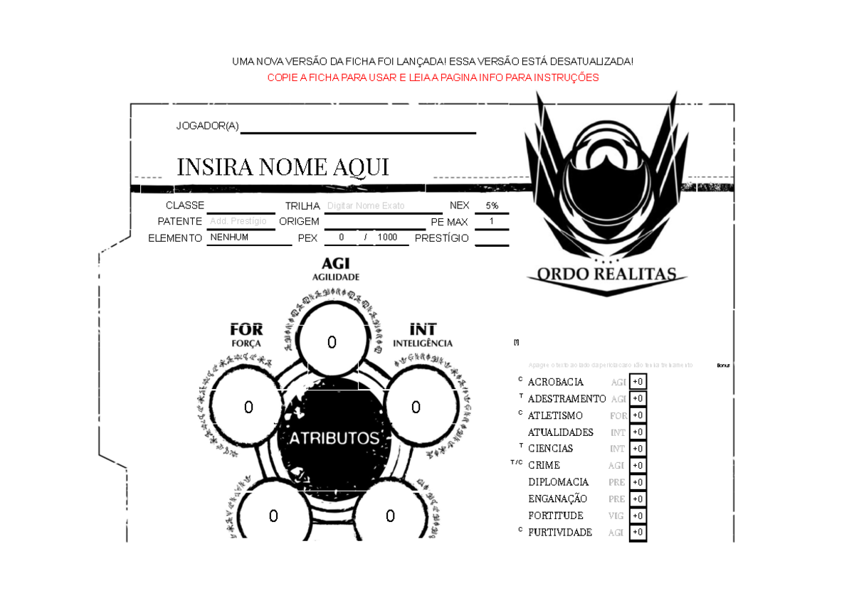 Ficha Branca Ordo Realitas - ACRO BACIA AD ESTRAM ENTO ATLETISM O