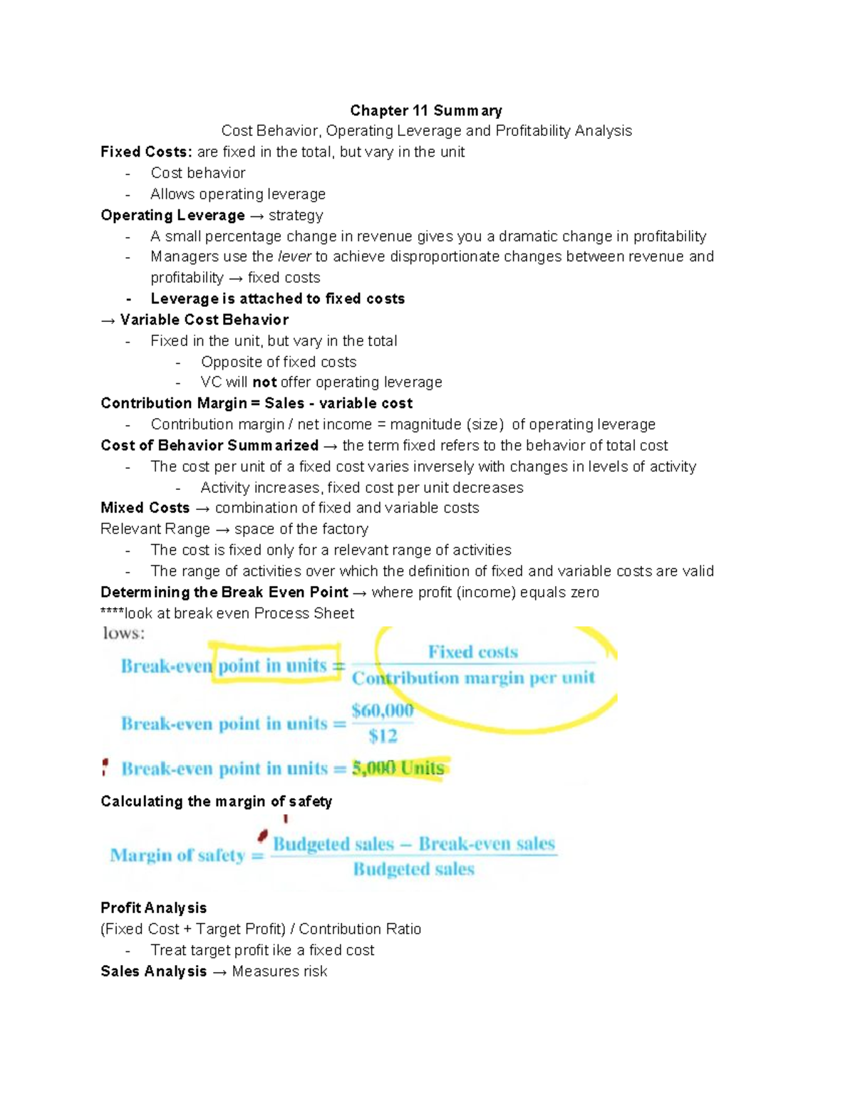 Chapter 11 Summary - Survey of Accounting - Chapter 11 Summary Cost ...