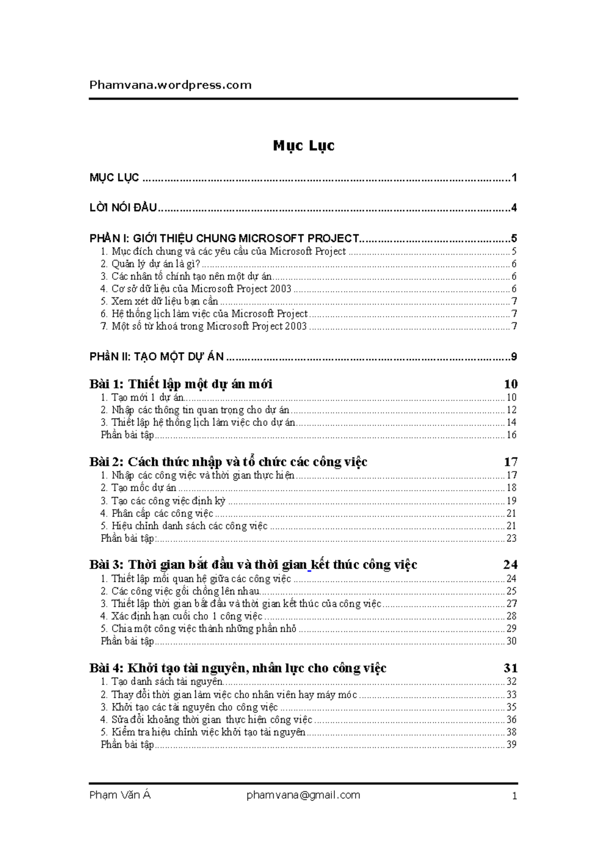 Huong dan project 2003 - quản lý - Mục Lục MỤC LỤC - Studocu