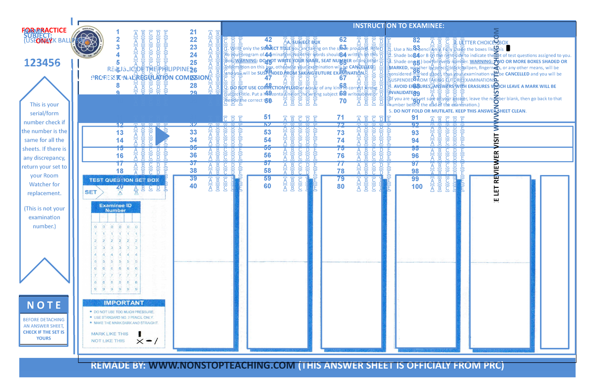 42009 6118 LET Answer Sheet docx - INSTRUCTION TO EXAMINEE: FOR ...