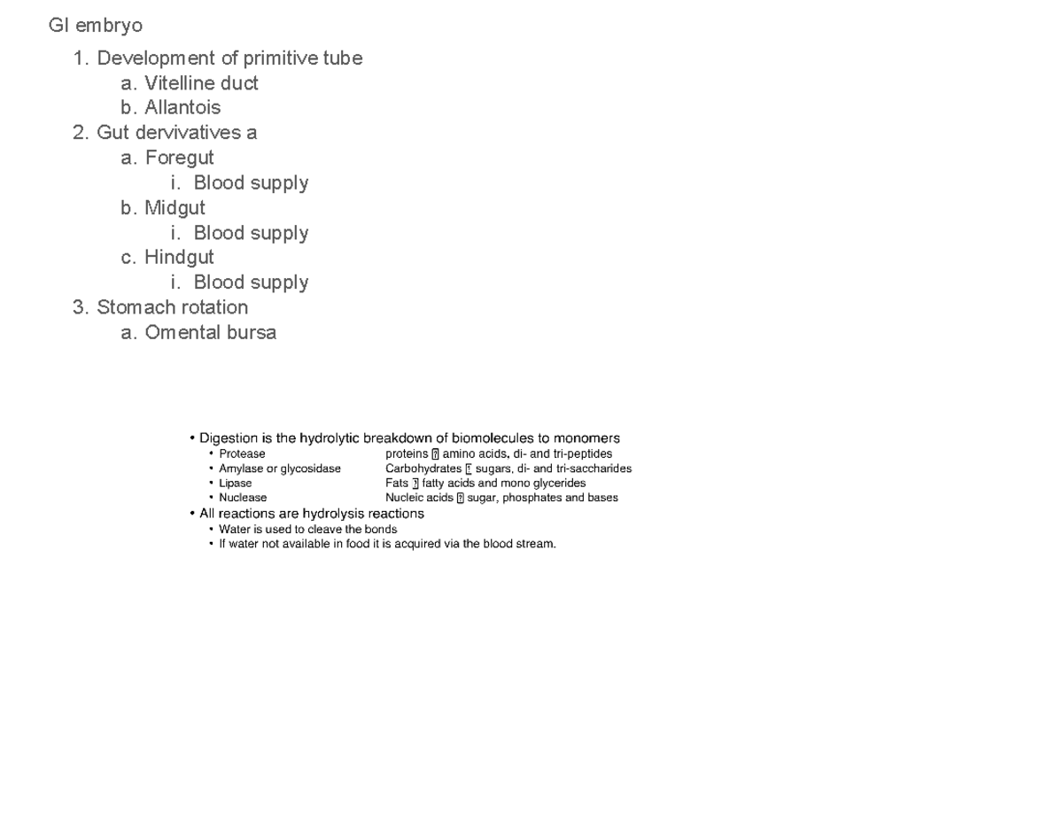 GI A&P, Histology, and Pharm - GI embryo Development of primitive tube ...