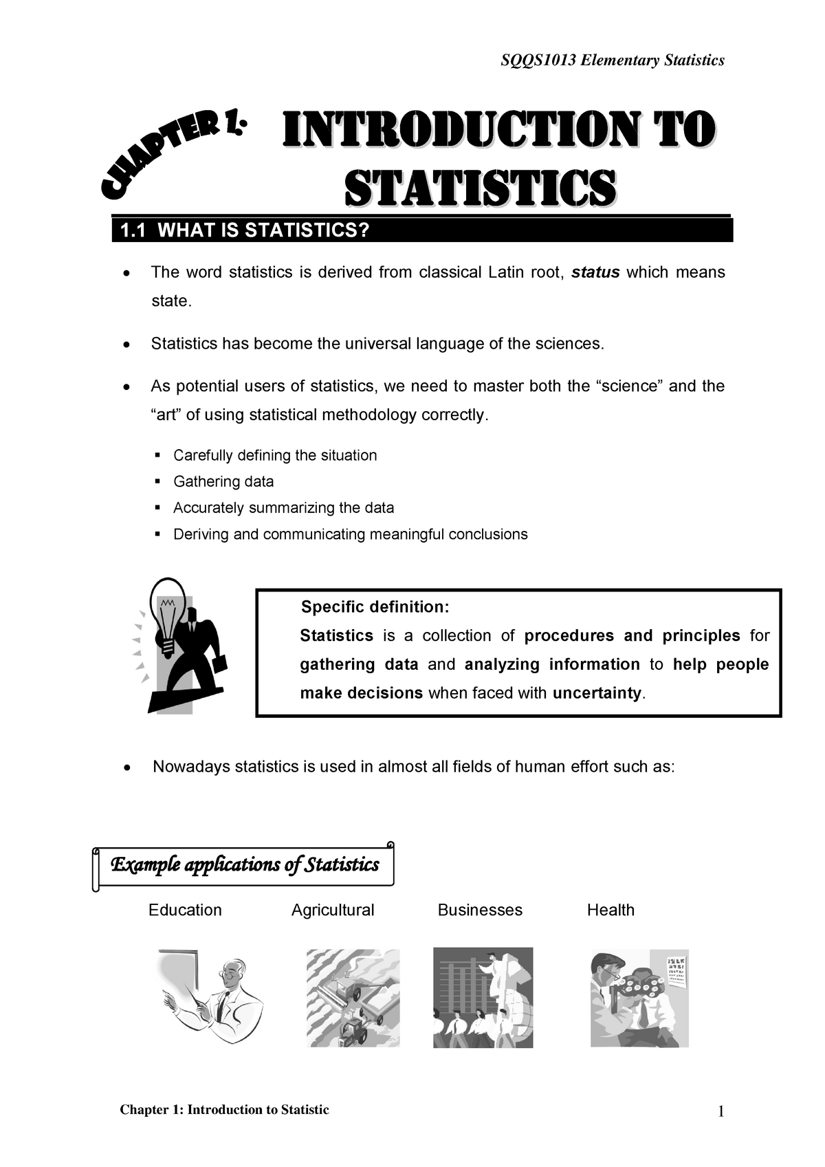 Chp1 SQQS1013 For Sdt - Lecture Notes 1 - Elementary Statistics - UUM ...