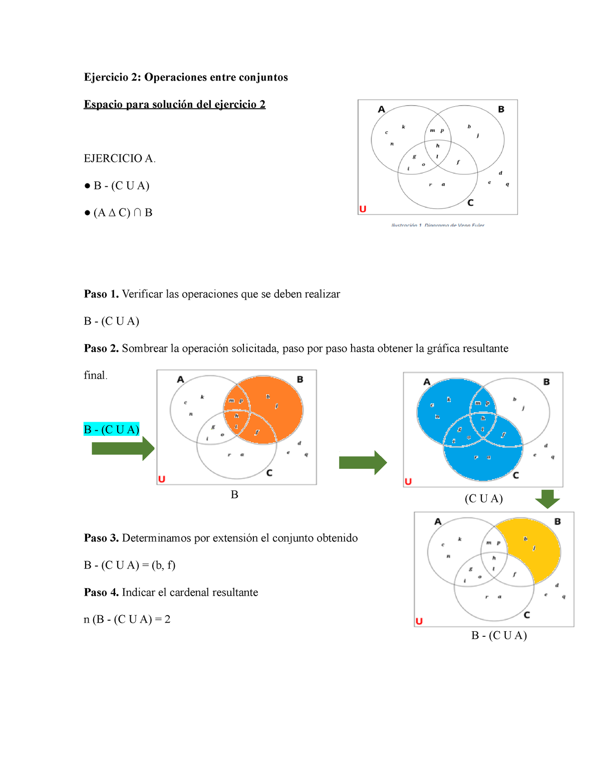 Ejercicio 2 Operaciones Entre Conjuntos - Ejercicio 2: Operaciones ...