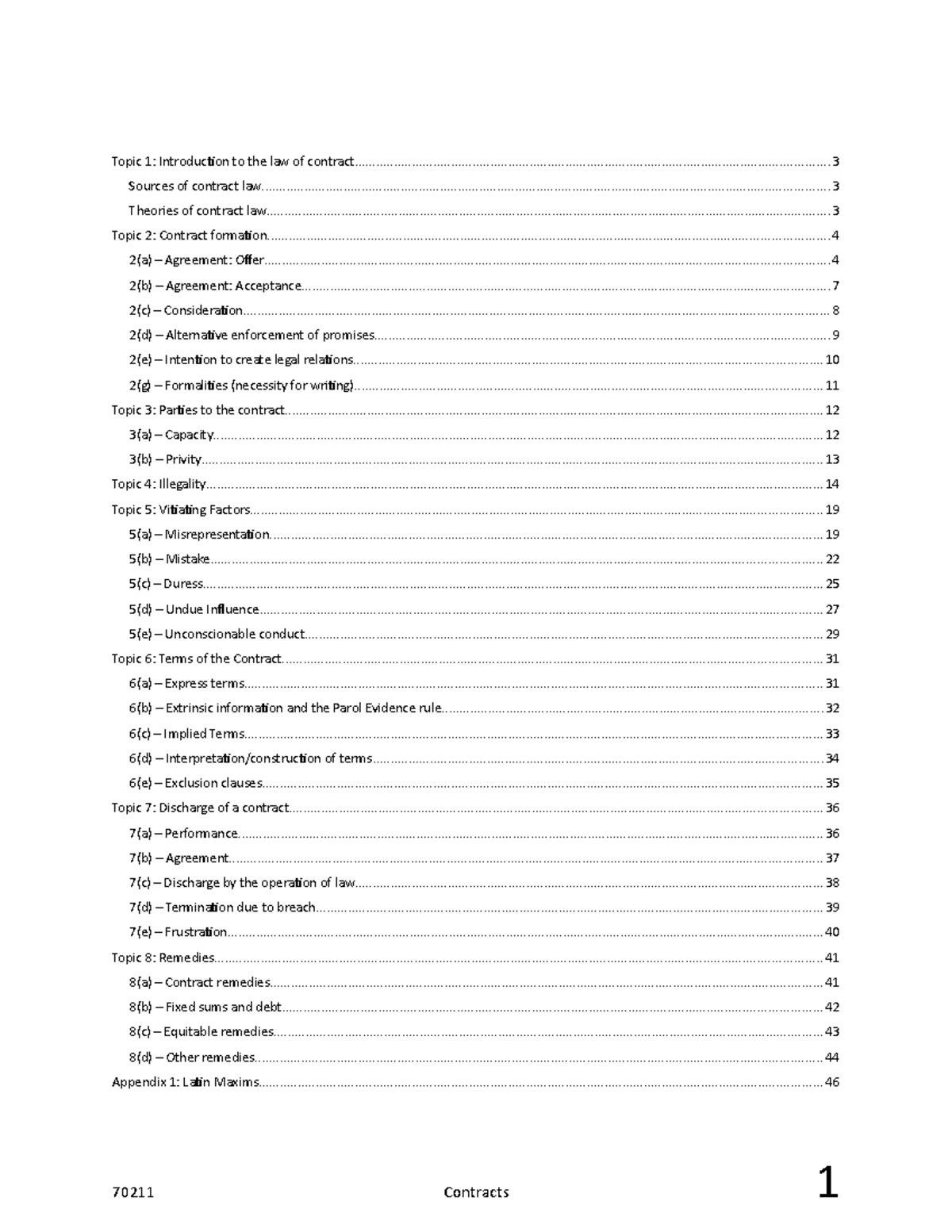 contracts-summary-70211new-topic-1-introduction-to-the-law-of