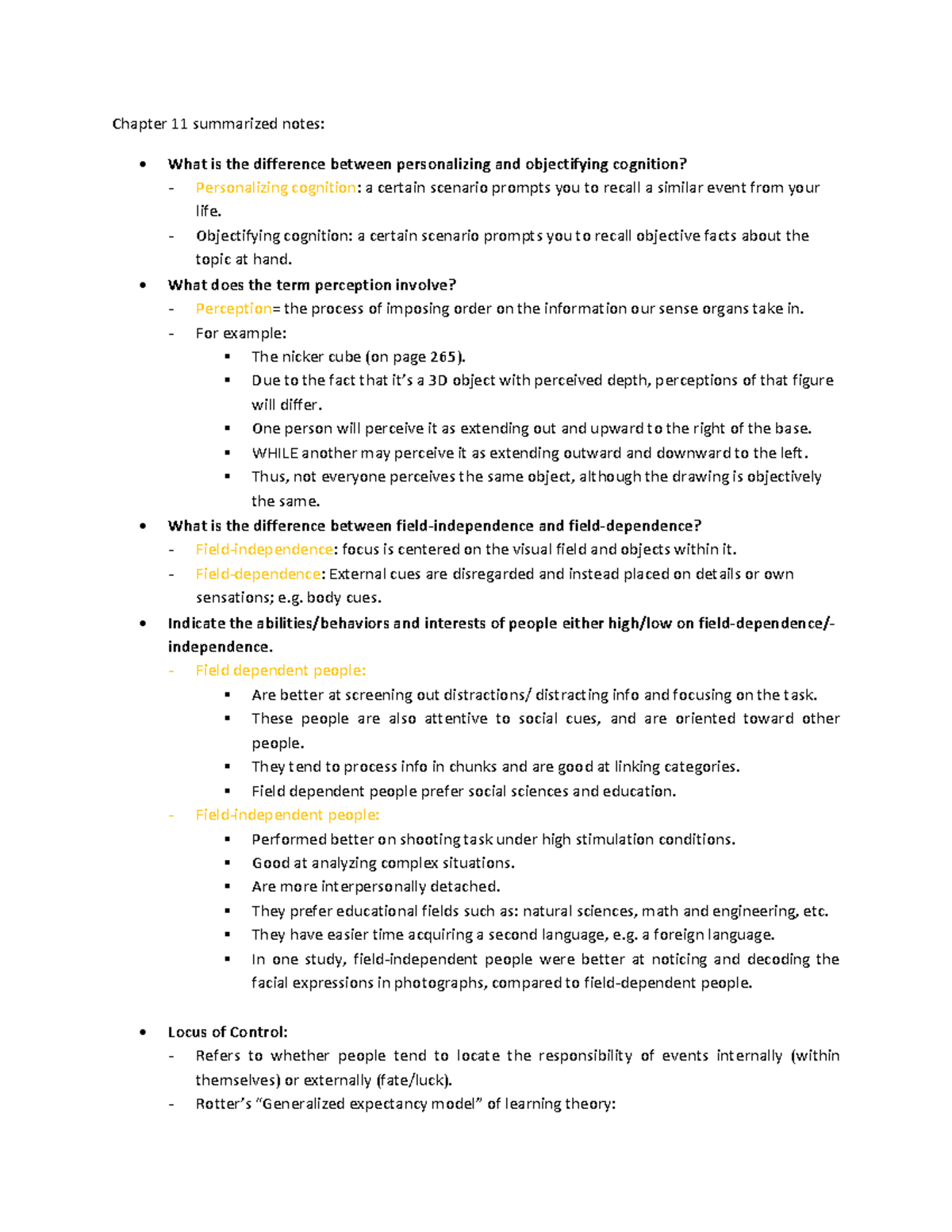 Chapter 11 summarized notes- Psychology 2H - UJ - Studocu