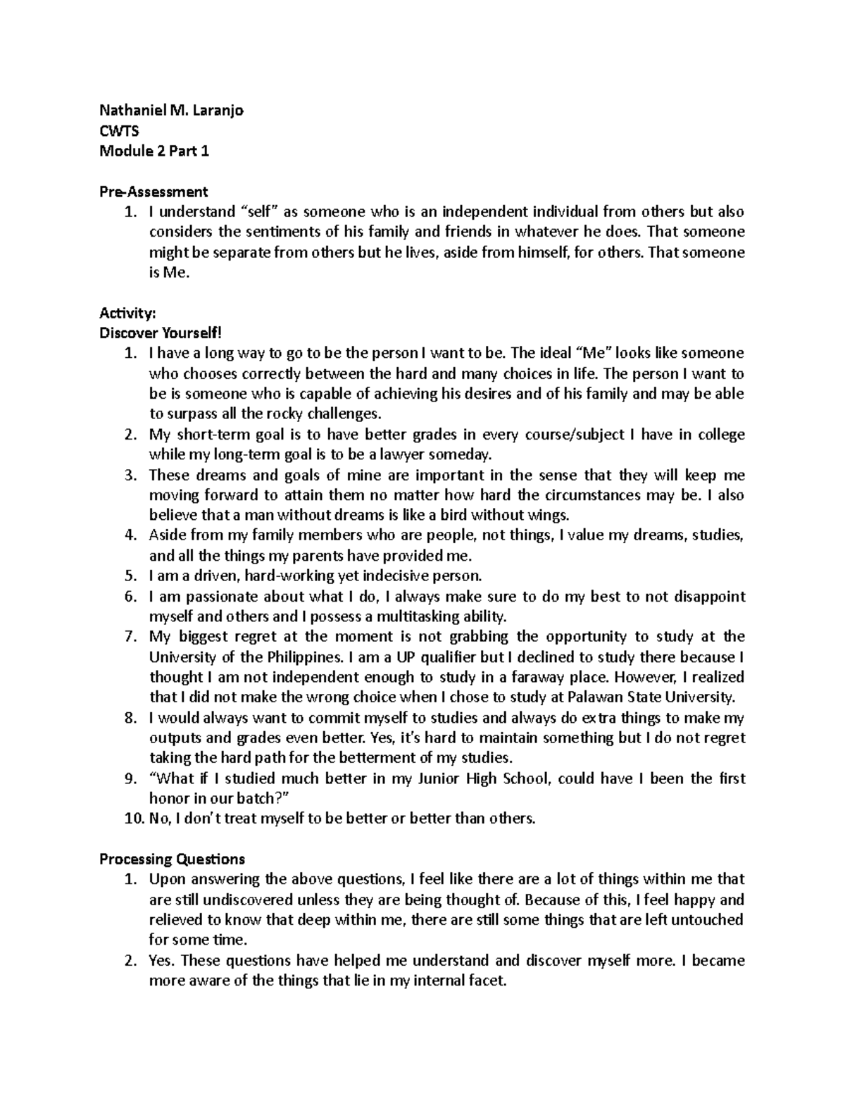 CWTS Module 2- Part 1 - NONE - Nathaniel M. Laranjo CWTS Module 2 Part ...