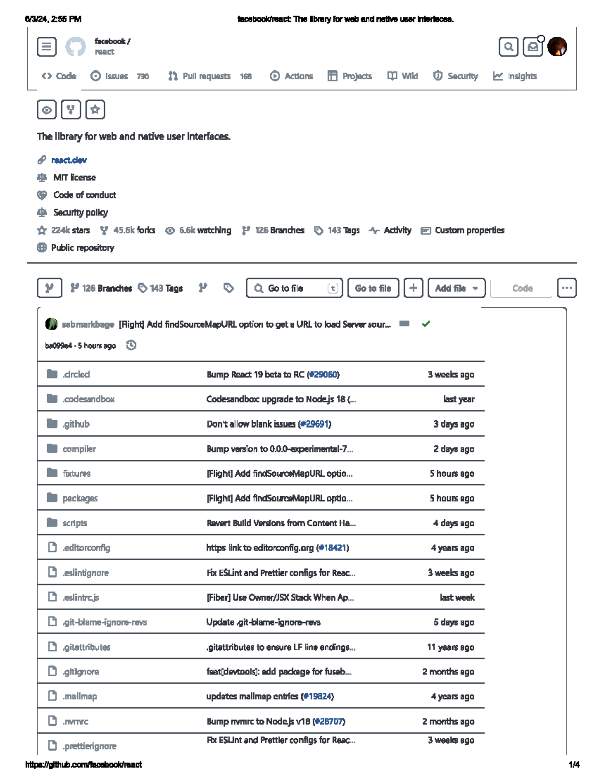 React - 124412 - 2:55 PM The library for web and native user interfaces ...