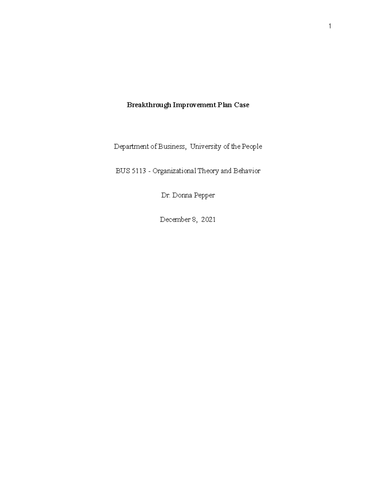 Breakthrough Improvement Plan Case - Breakthrough Improvement Plan Case ...